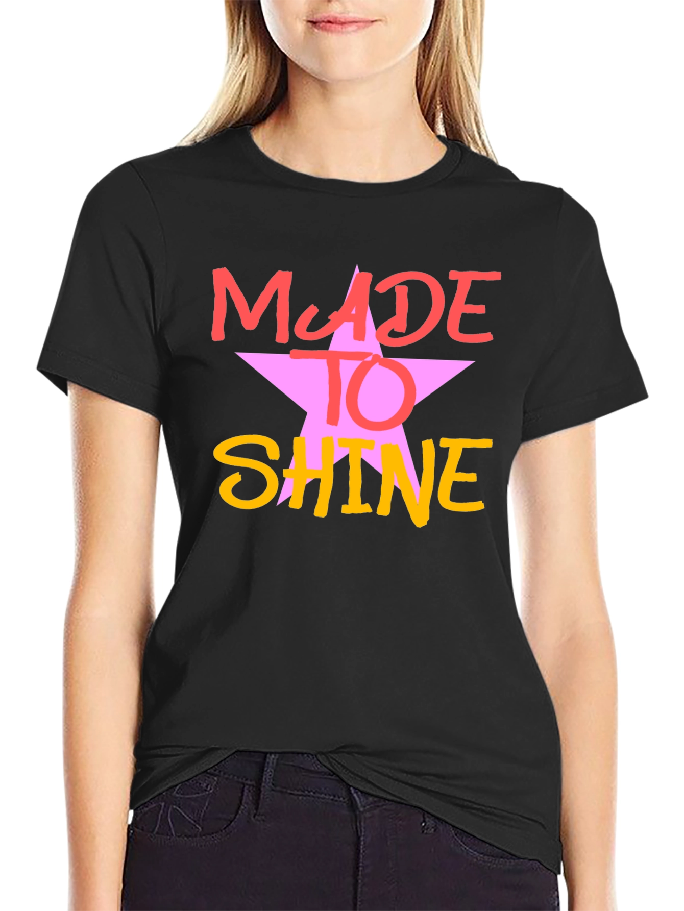 Made To Shine Black Graphic Tee