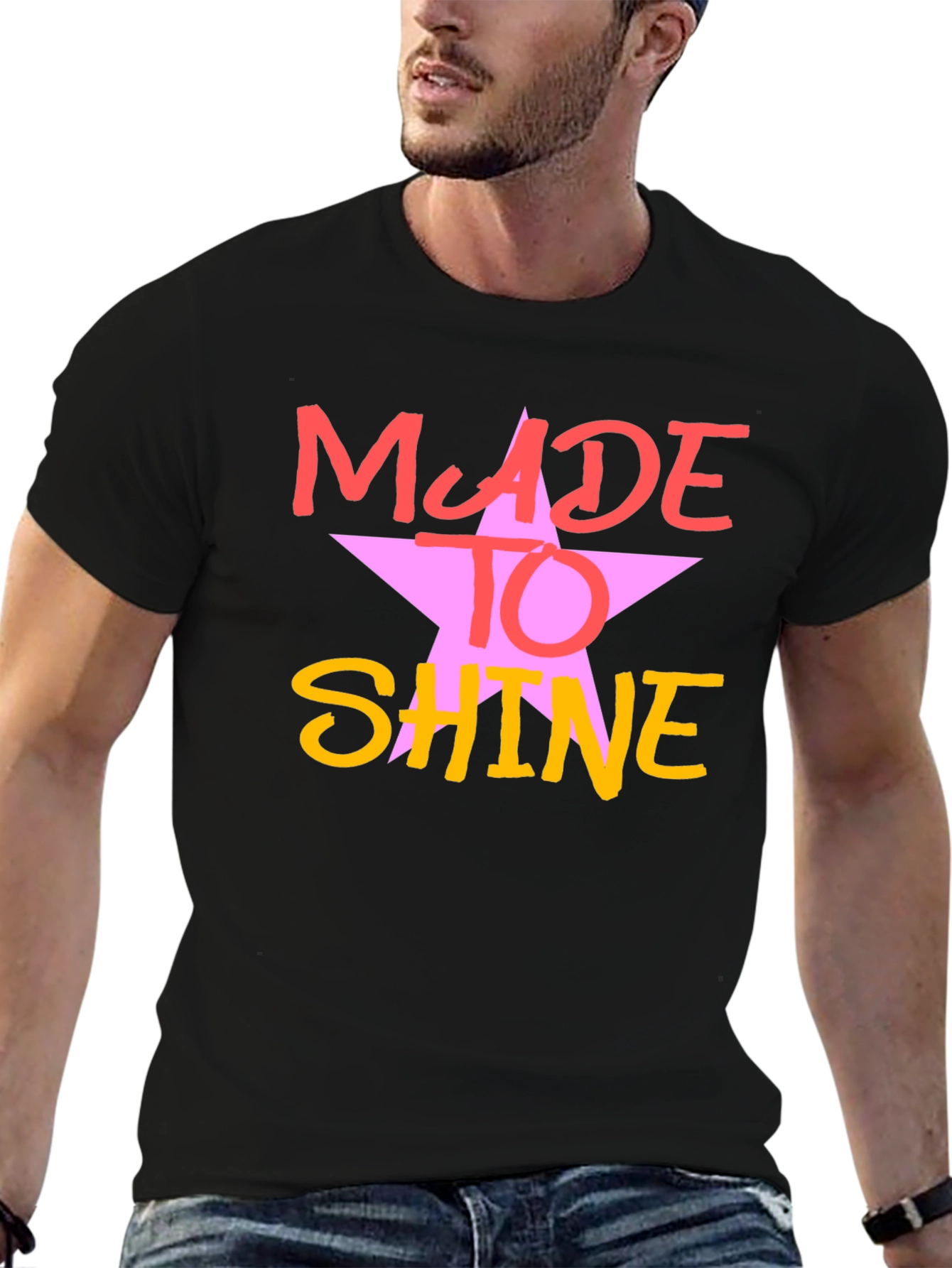 Made To Shine Black Graphic Tee