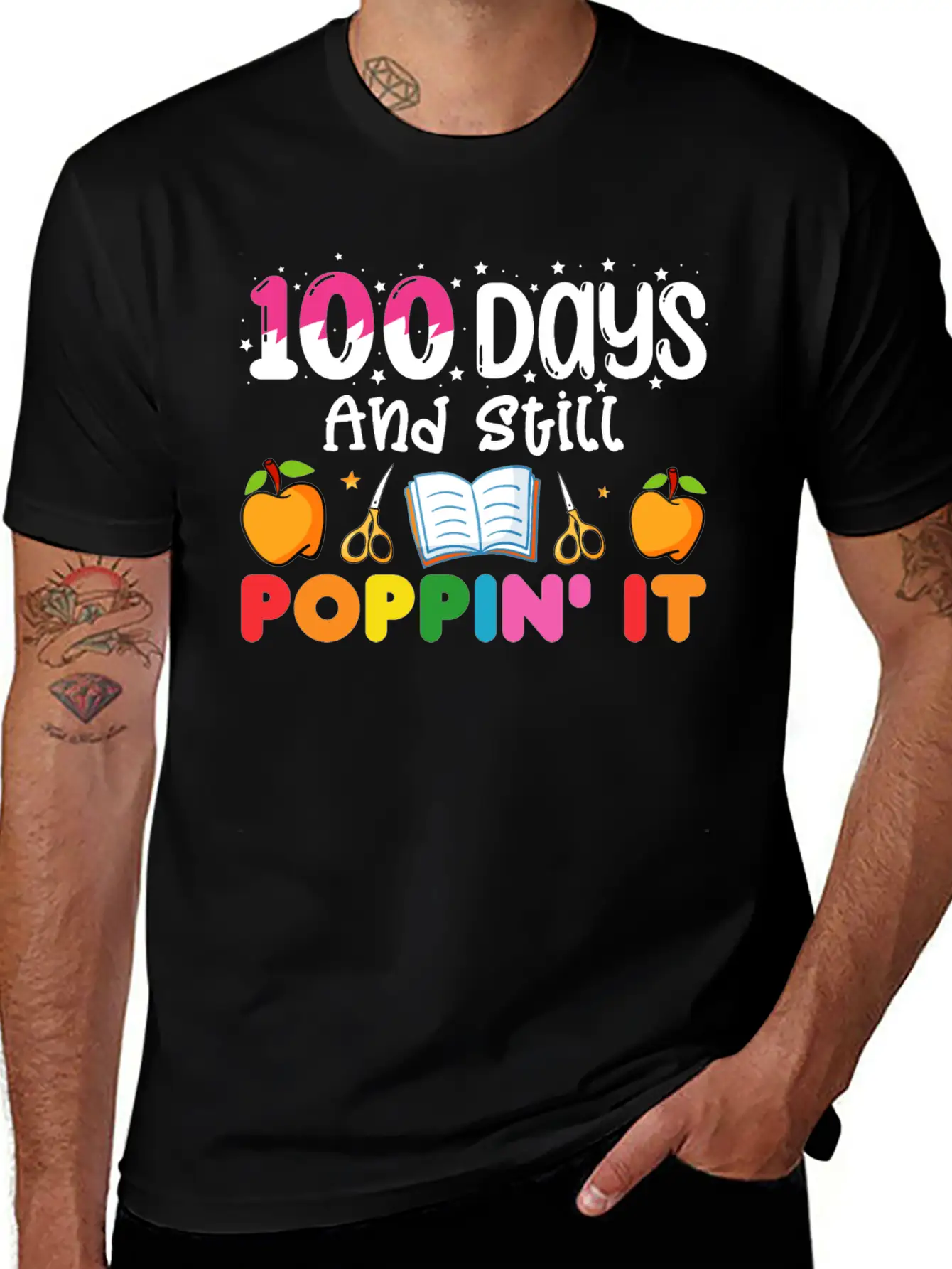 100 Days Of School And Still Poppin' It Classic Crew Neck Graphic Tee – Everyday Minimal Look