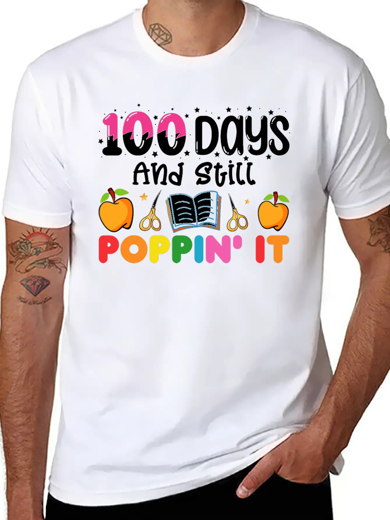 100 Days Of School And Still Poppin' It Classic Crew Neck Graphic Tee – Everyday Minimal Look