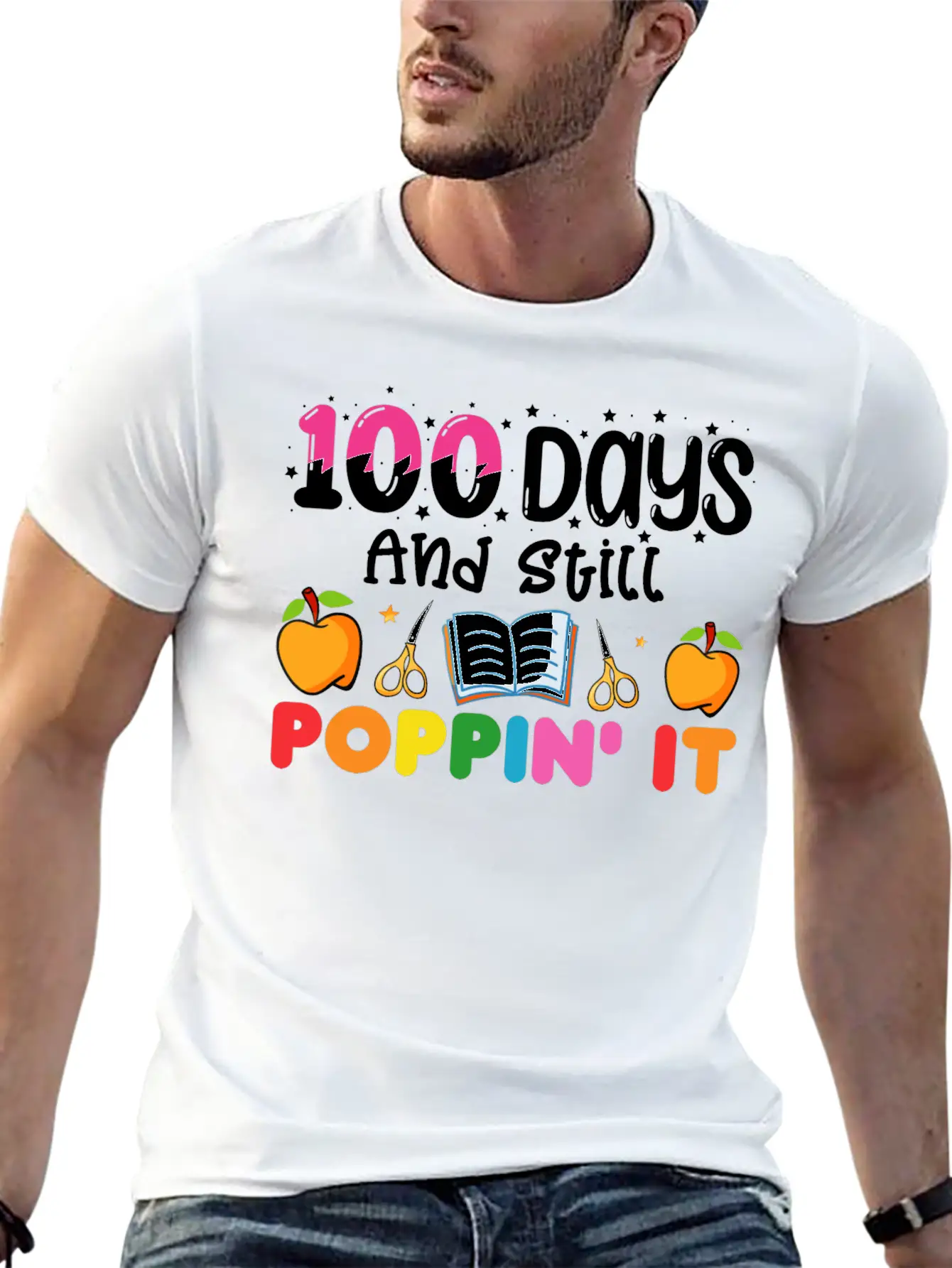 100 Days Of School And Still Poppin' It Classic Crew Neck Graphic Tee – Everyday Minimal Look