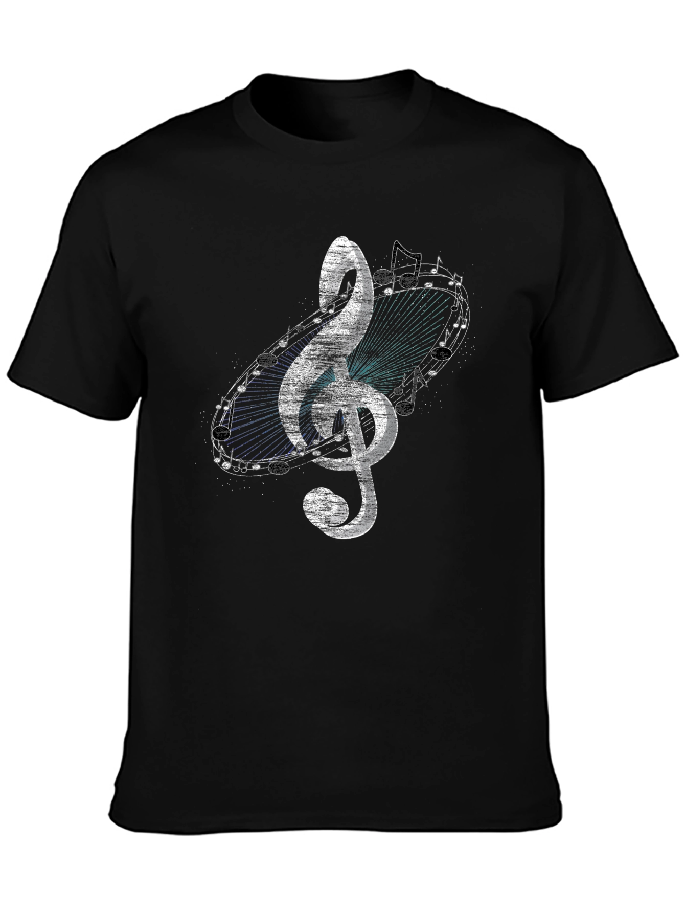 Music Note Treble Clef Graphic Black T-Shirt