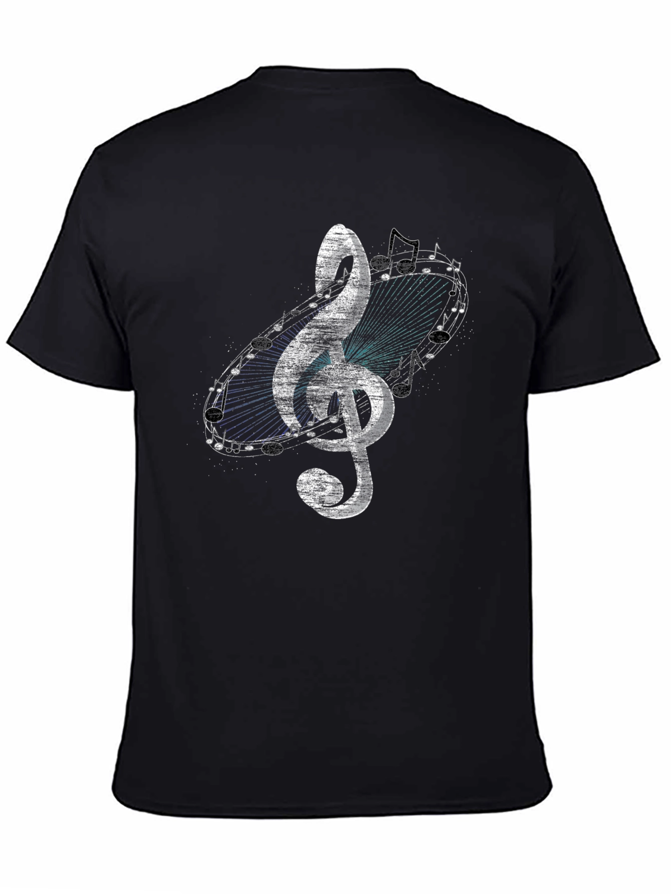 Music Note Treble Clef Graphic Black T-Shirt
