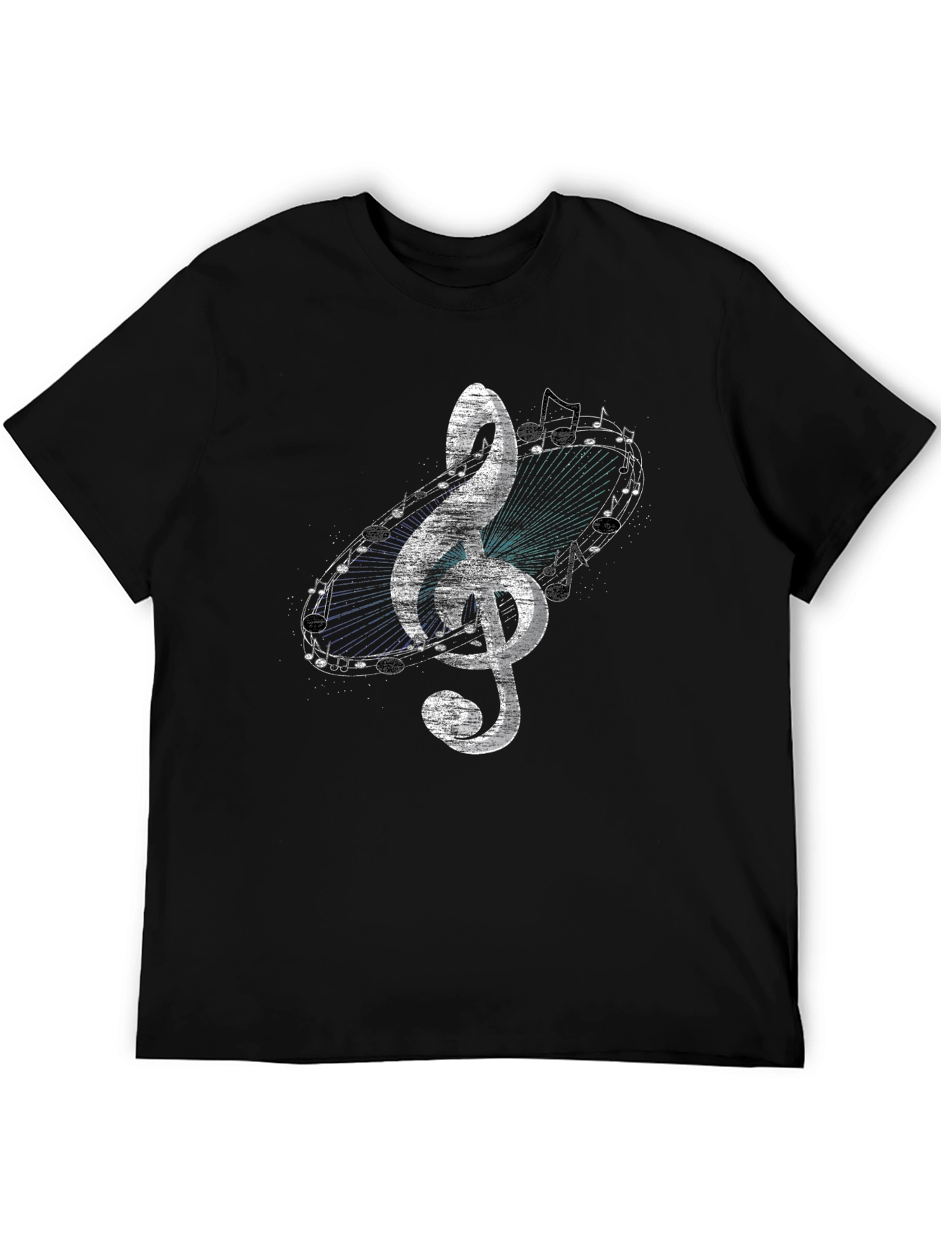 Music Note Treble Clef Graphic Black T-Shirt