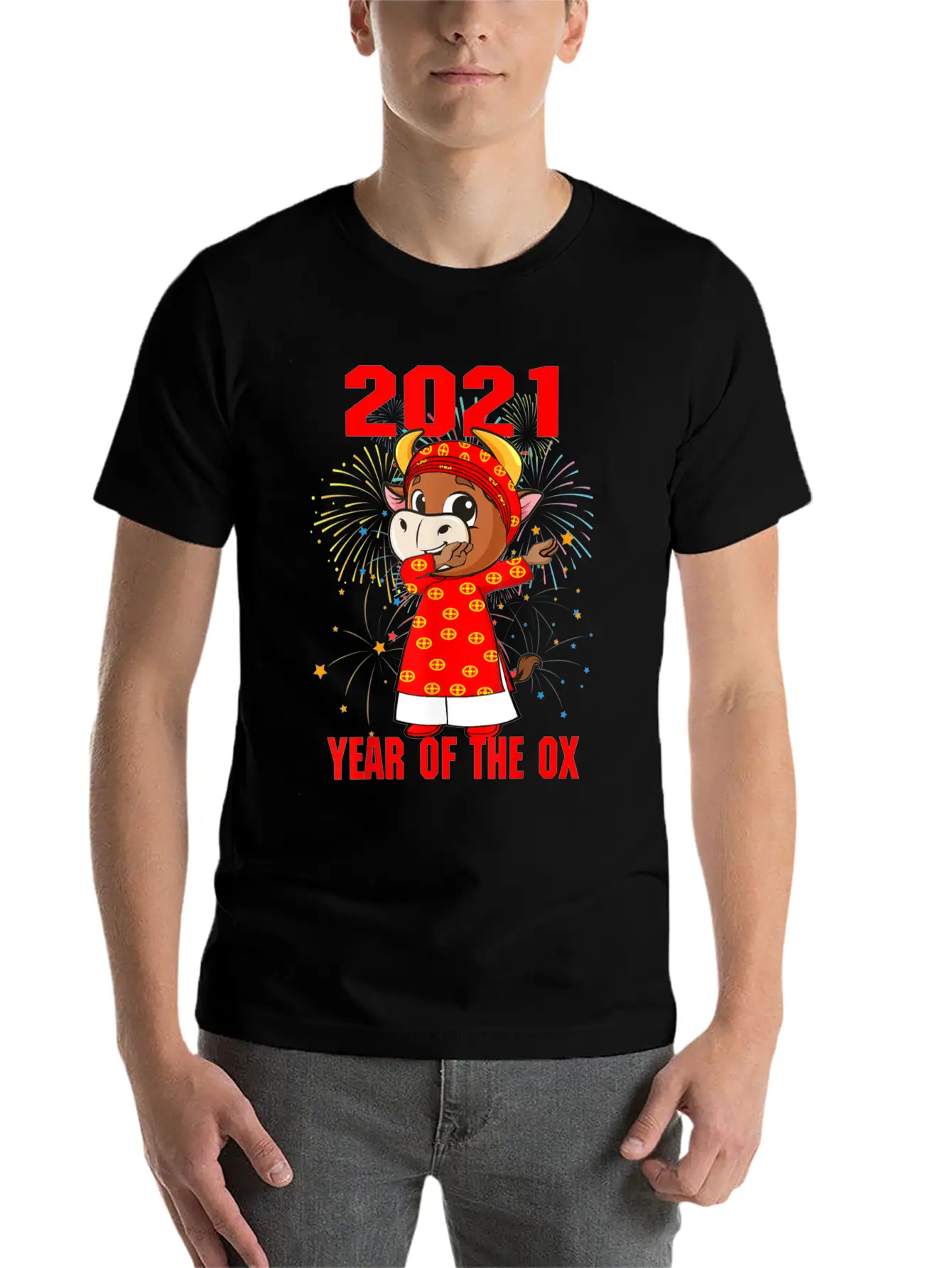 2021 Dabbing Ox Happy Vietnamese Lunar New Year Classic Crew Neck Graphic Tee – Everyday Minimal Look