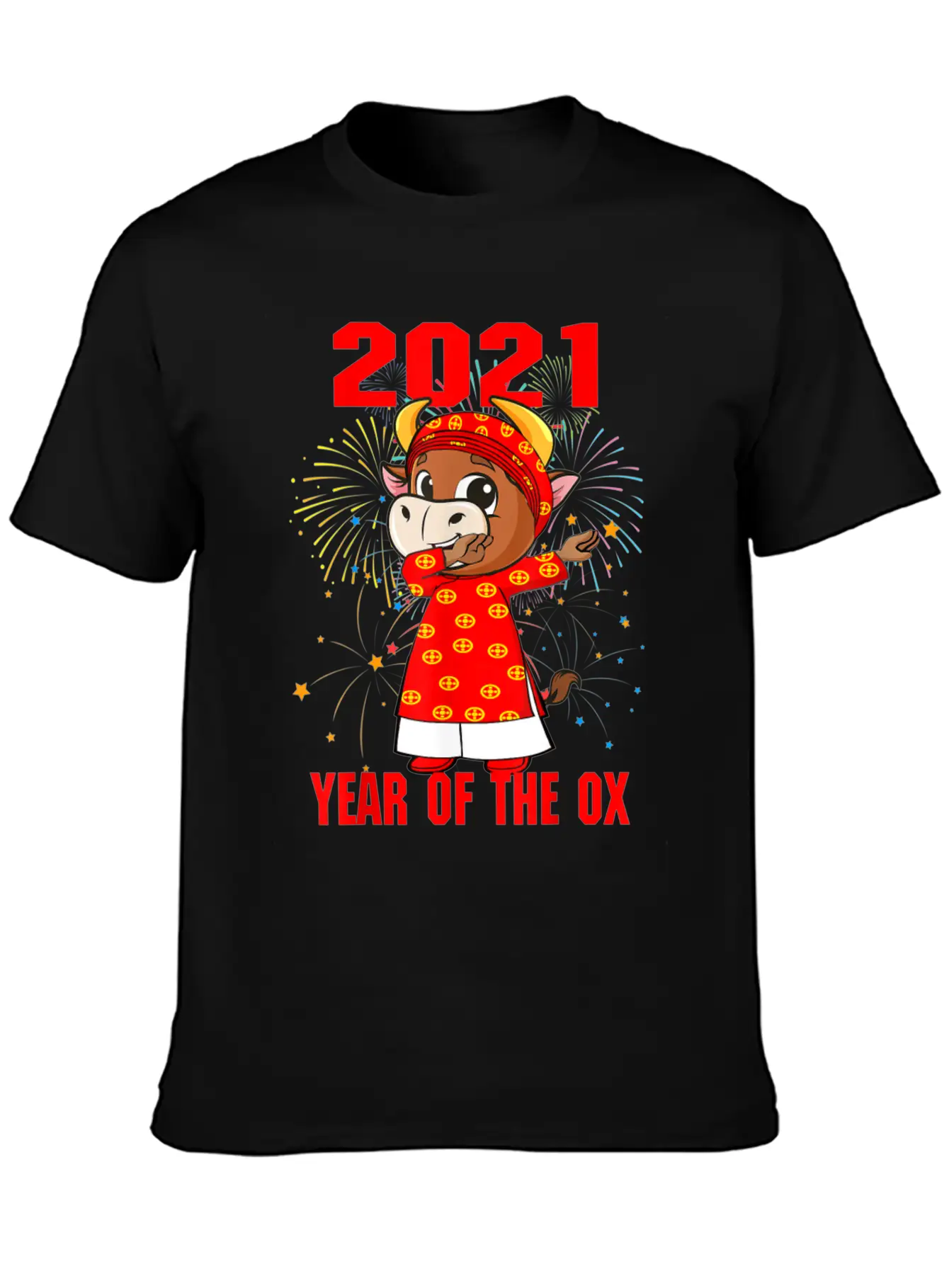 2021 Dabbing Ox Happy Vietnamese Lunar New Year Classic Crew Neck Graphic Tee – Everyday Minimal Look