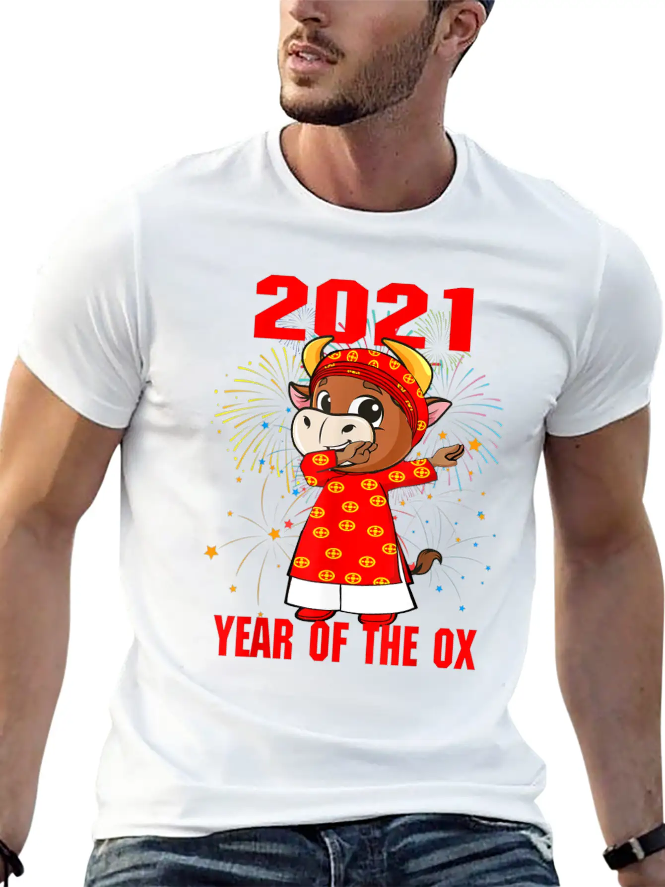2021 Dabbing Ox Happy Vietnamese Lunar New Year Classic Crew Neck Graphic Tee – Everyday Minimal Look