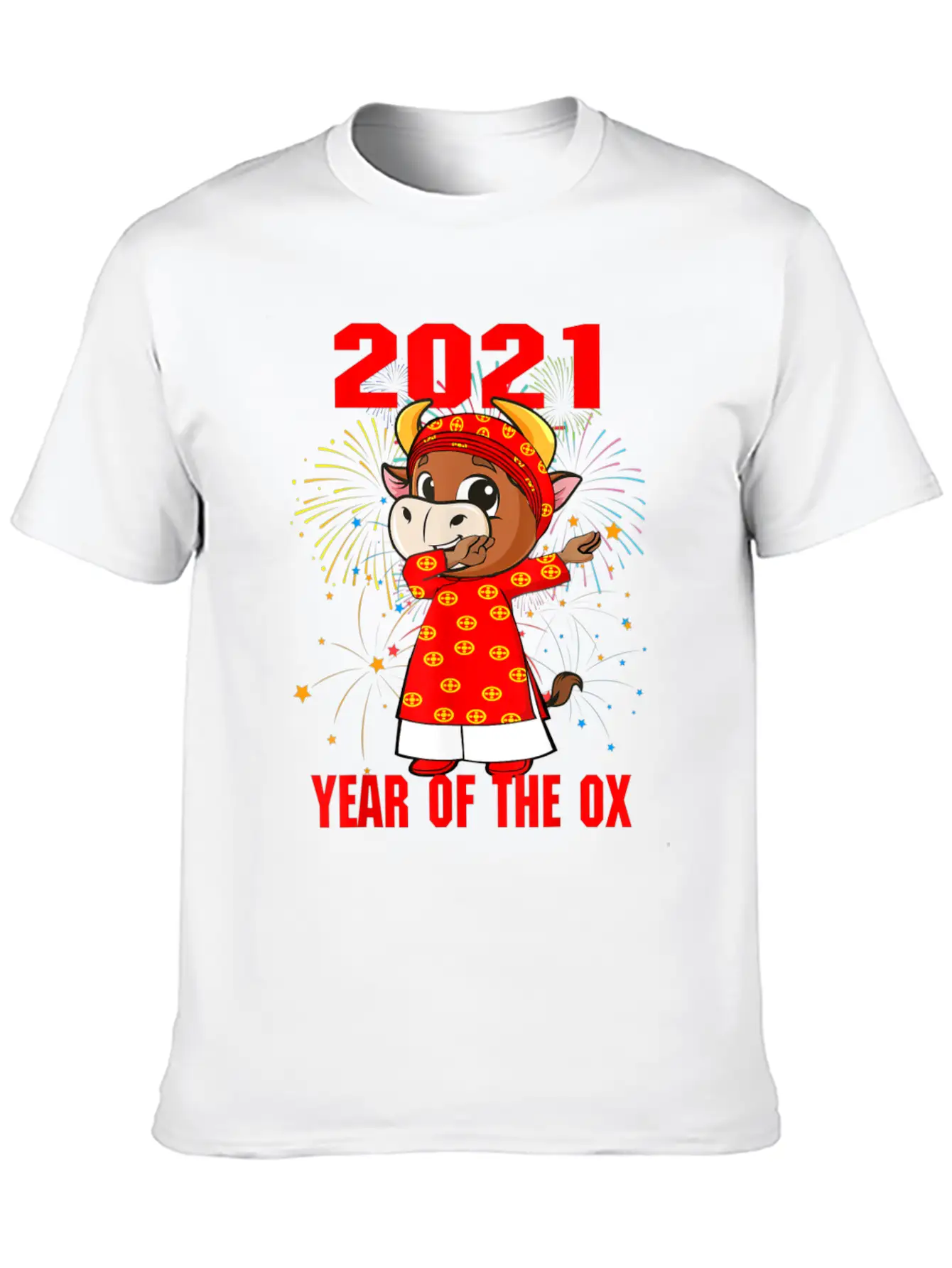 2021 Dabbing Ox Happy Vietnamese Lunar New Year Classic Crew Neck Graphic Tee – Everyday Minimal Look