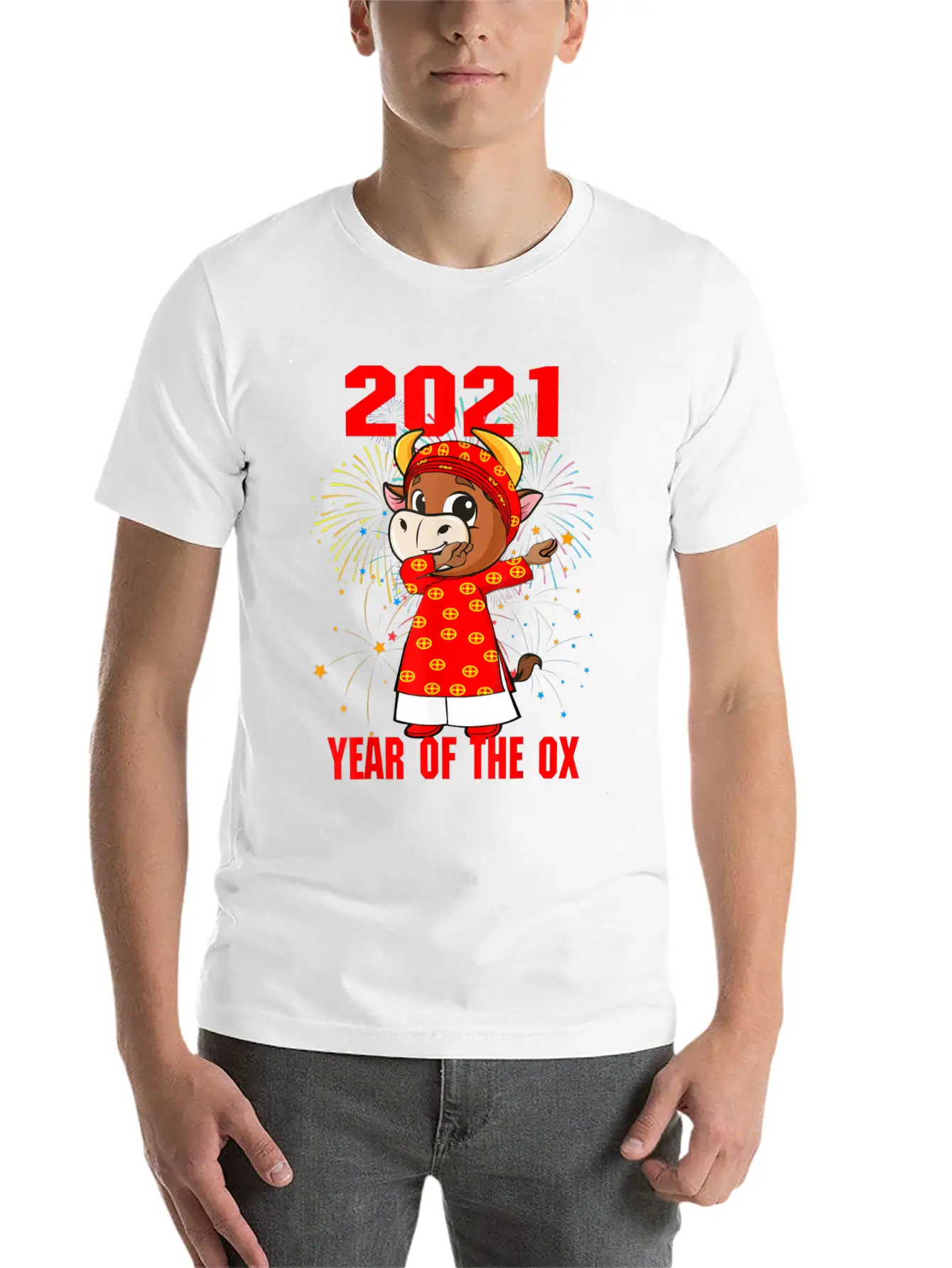2021 Dabbing Ox Happy Vietnamese Lunar New Year Classic Crew Neck Graphic Tee – Everyday Minimal Look