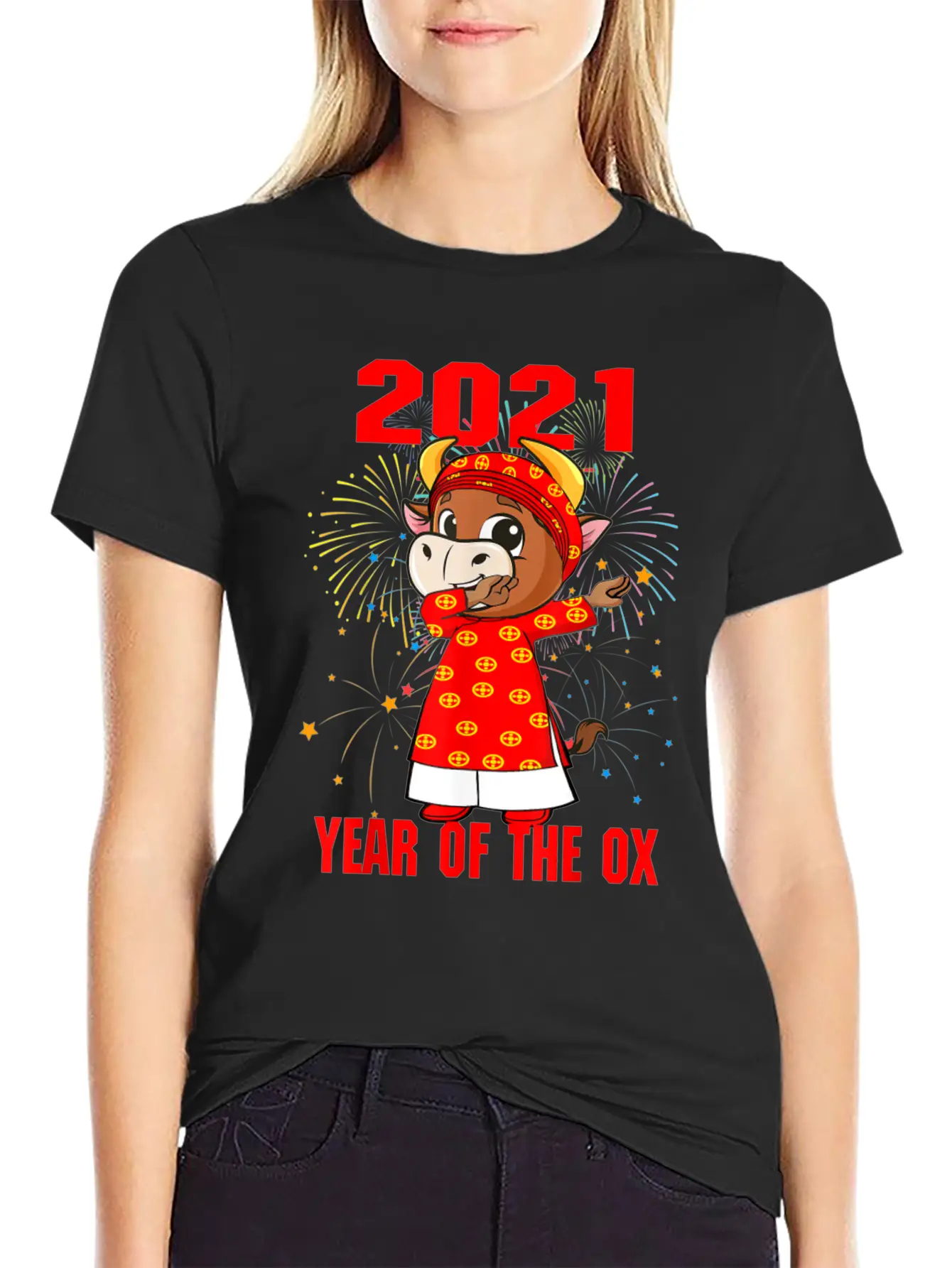 2021 Dabbing Ox Happy Vietnamese Lunar New Year Classic Crew Neck Graphic Tee – Everyday Minimal Look
