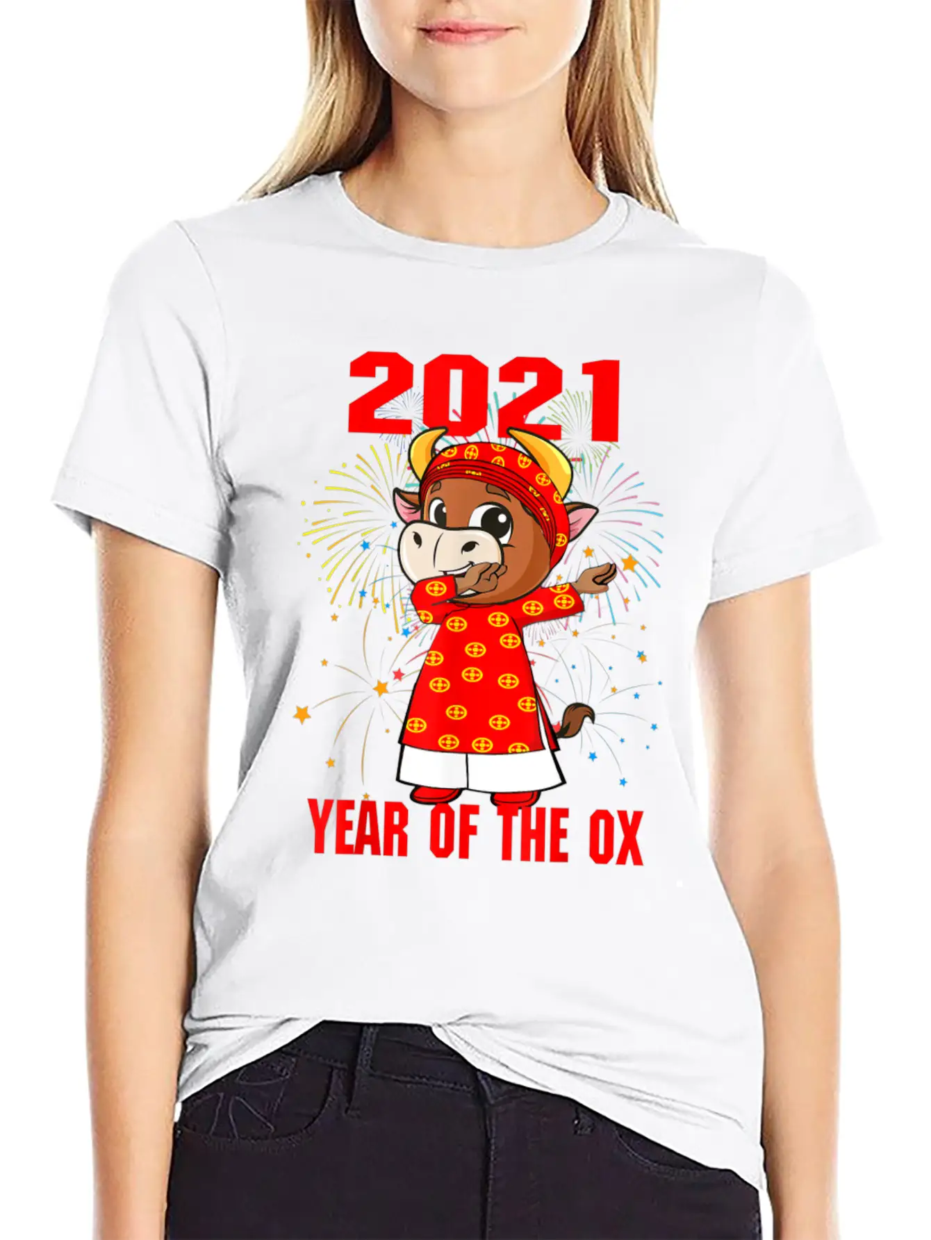 2021 Dabbing Ox Happy Vietnamese Lunar New Year Classic Crew Neck Graphic Tee – Everyday Minimal Look