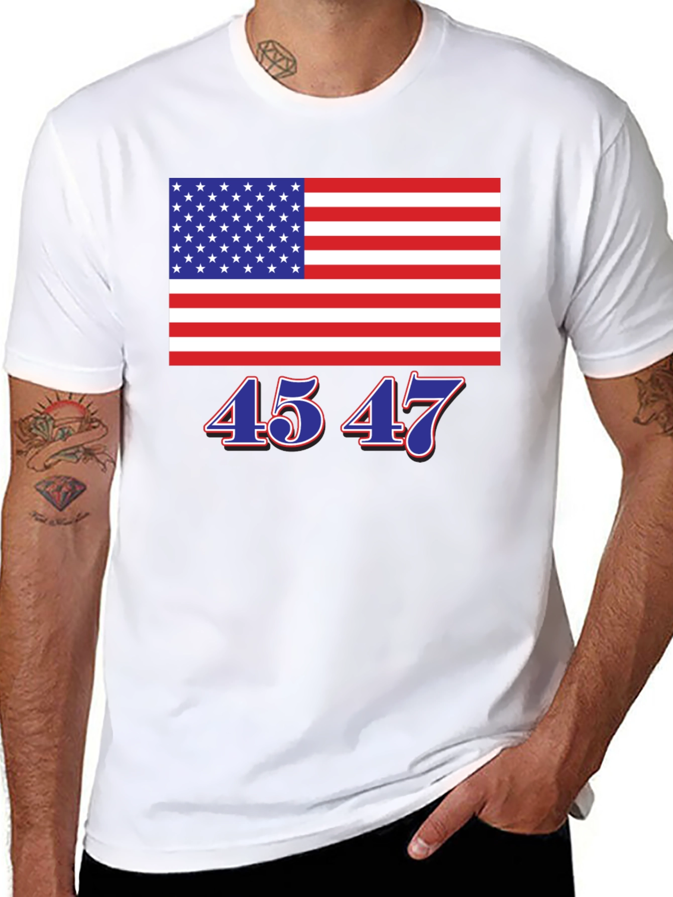 45 47 American Flag Tee