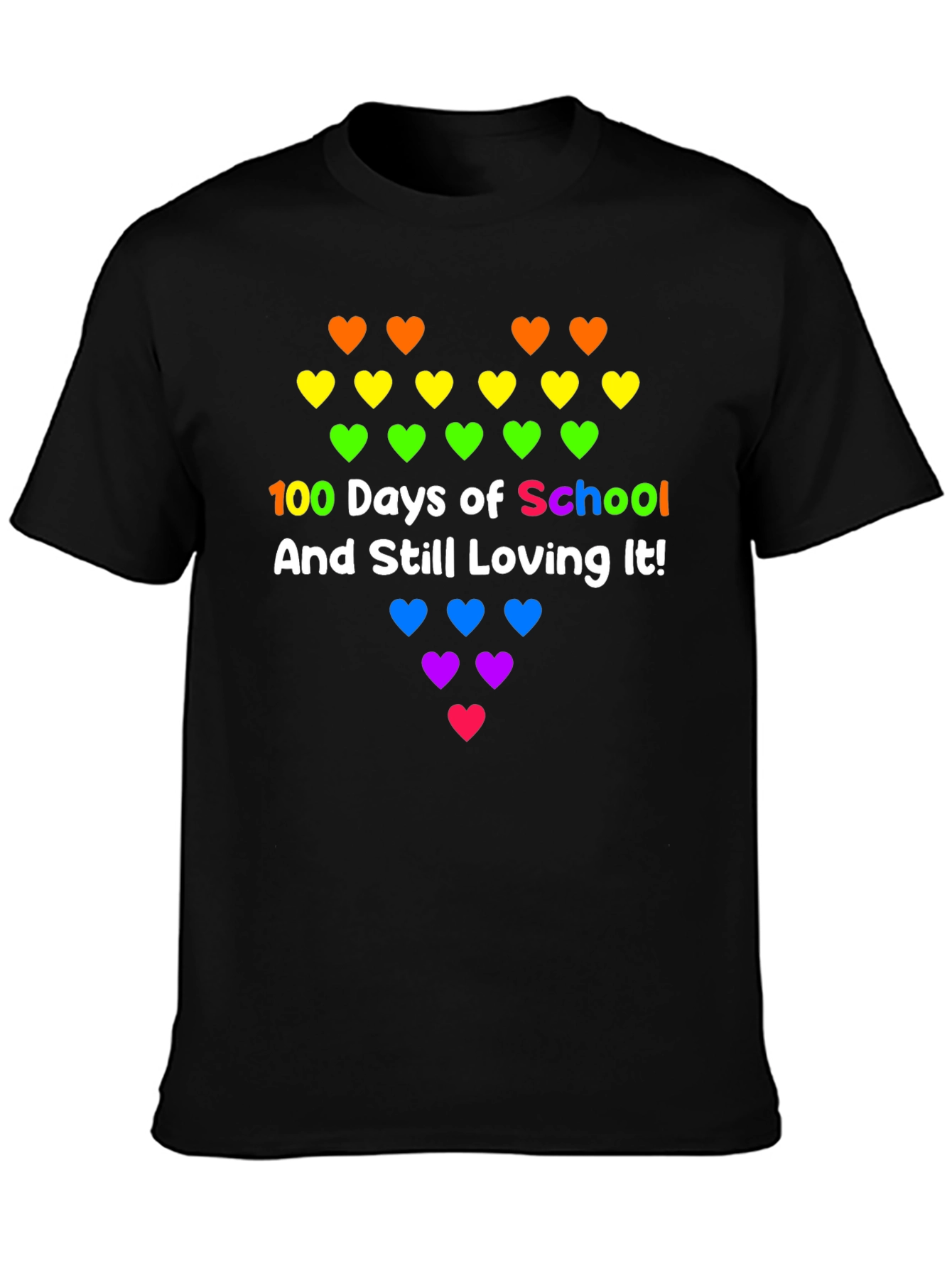 100 Days of School Rainbow Hearts Tee
