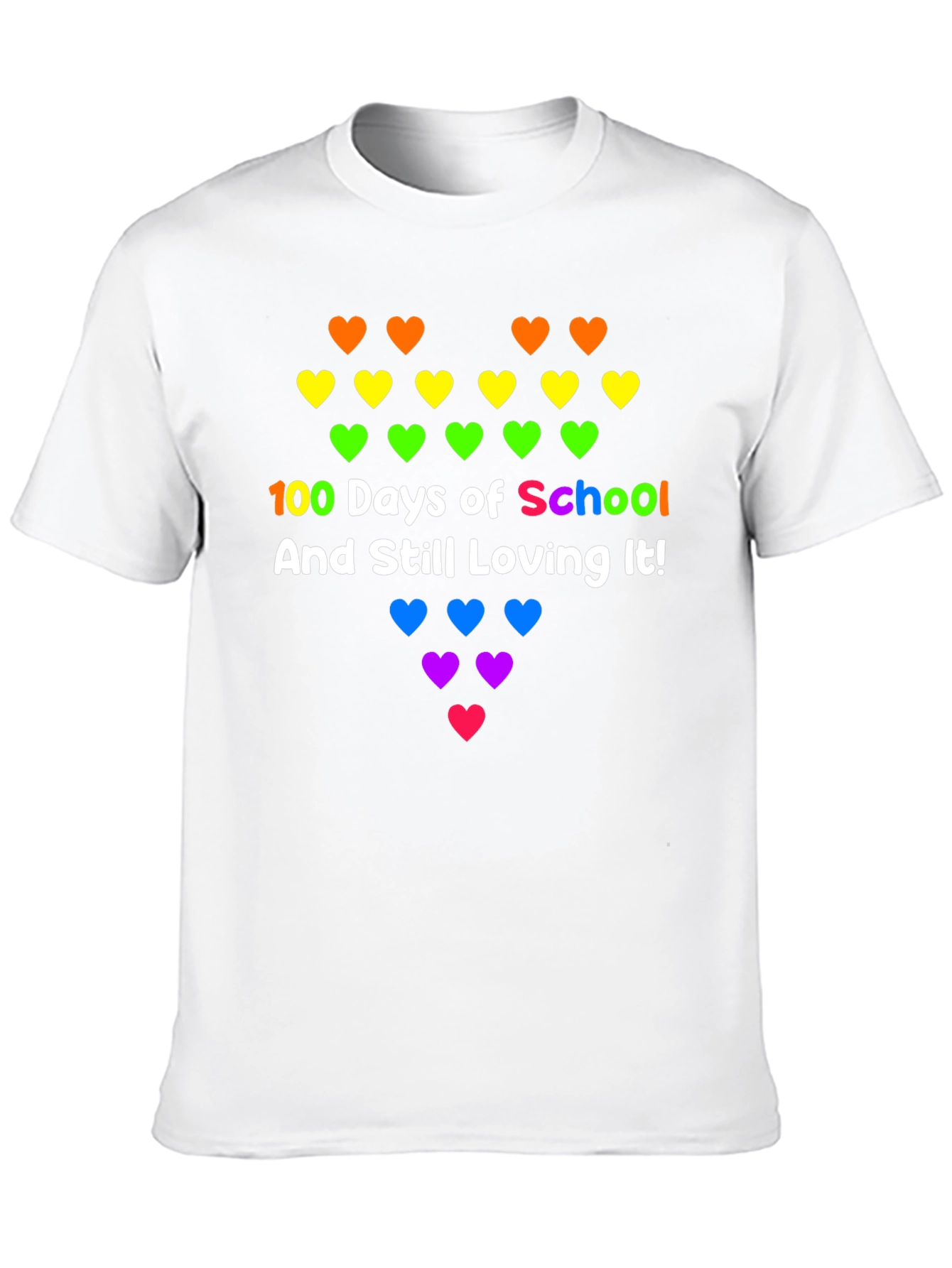 100 Days of School Rainbow Hearts Tee