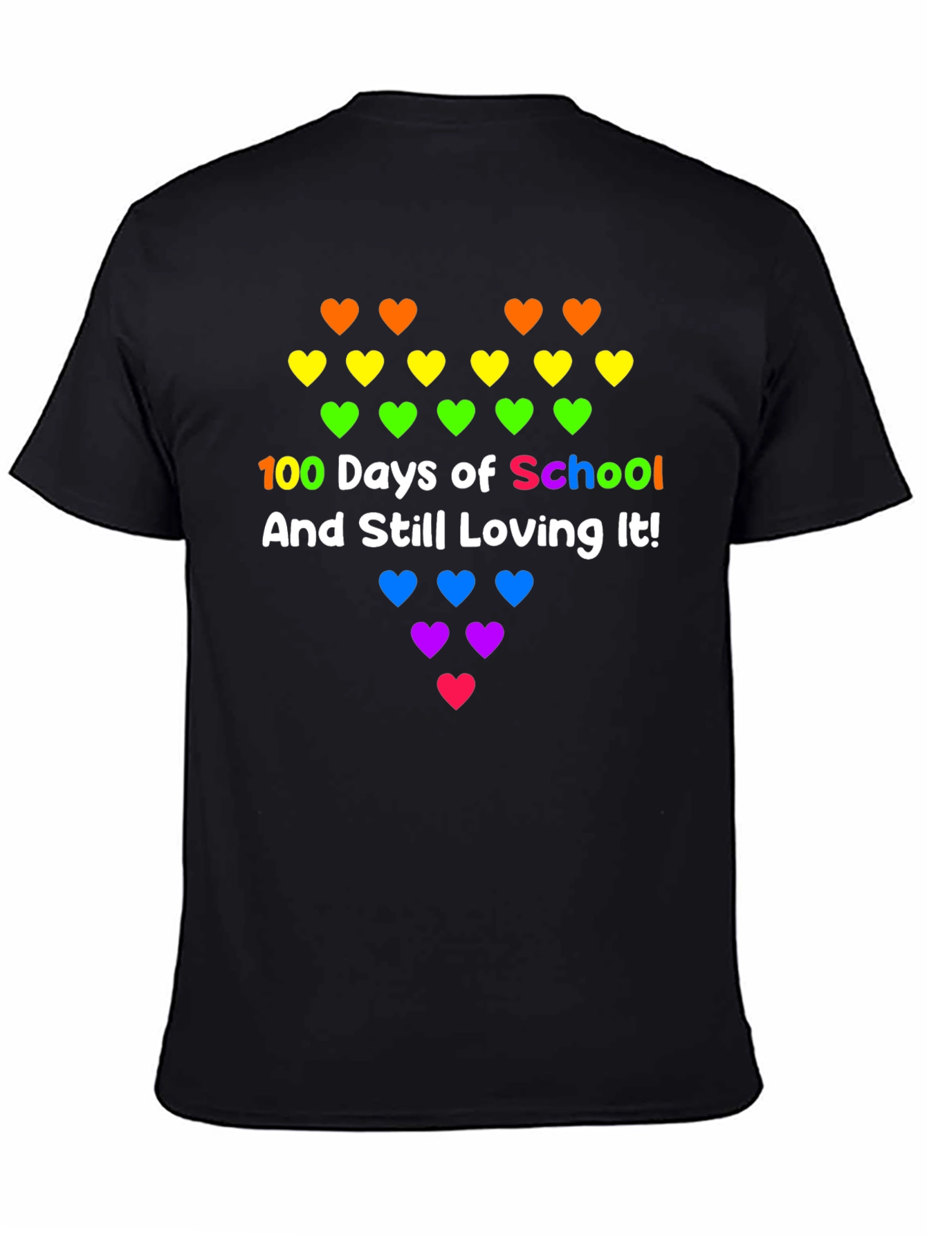 100 Days of School Rainbow Hearts Tee