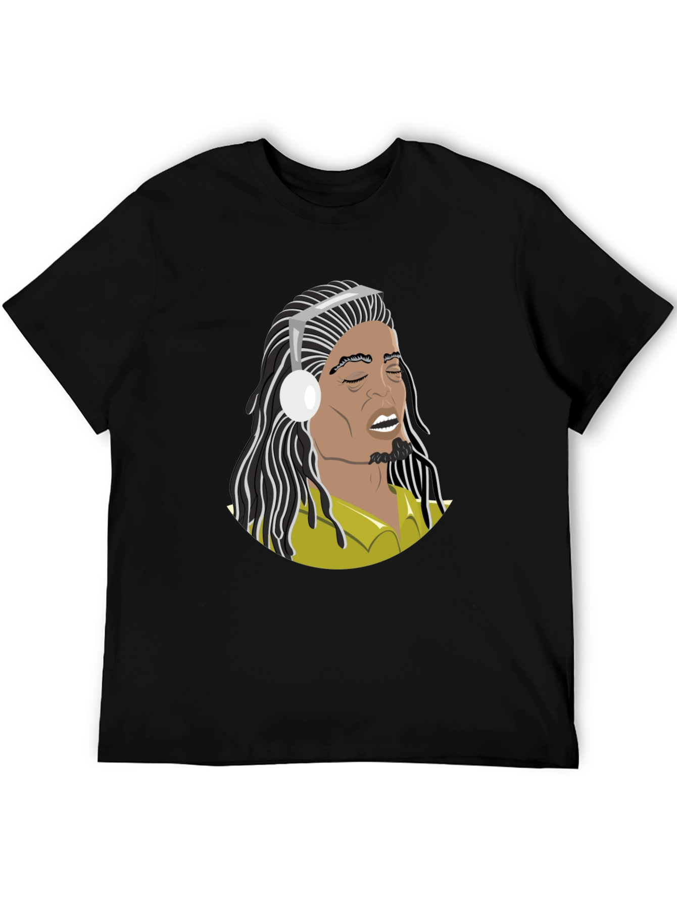 Music Lover T-Shirt: Cartoon Bob Marley Style Graphic Tee