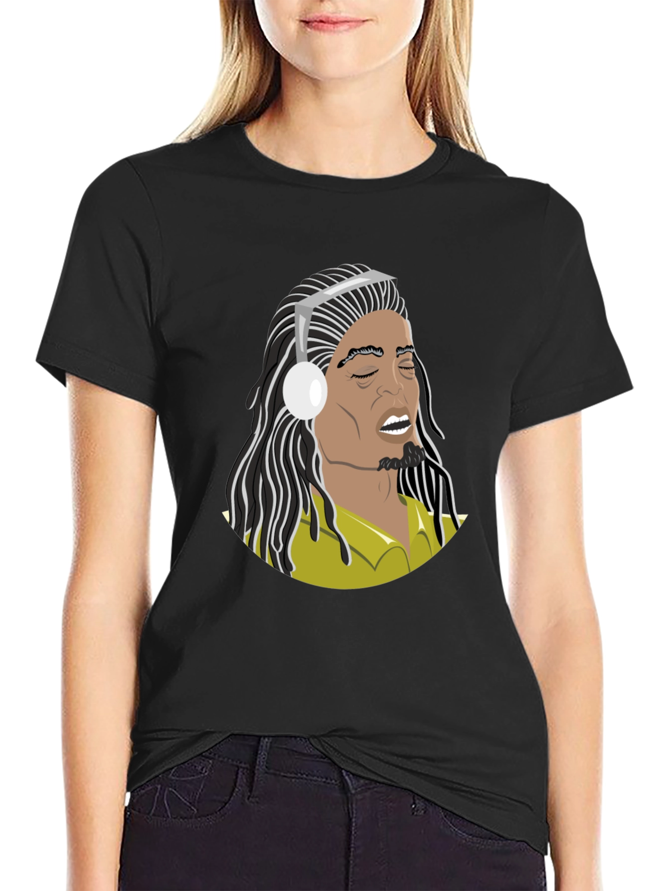 Music Lover T-Shirt: Cartoon Bob Marley Style Graphic Tee