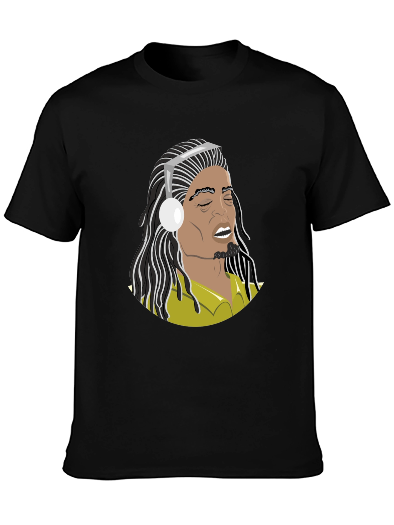 Music Lover T-Shirt: Cartoon Bob Marley Style Graphic Tee