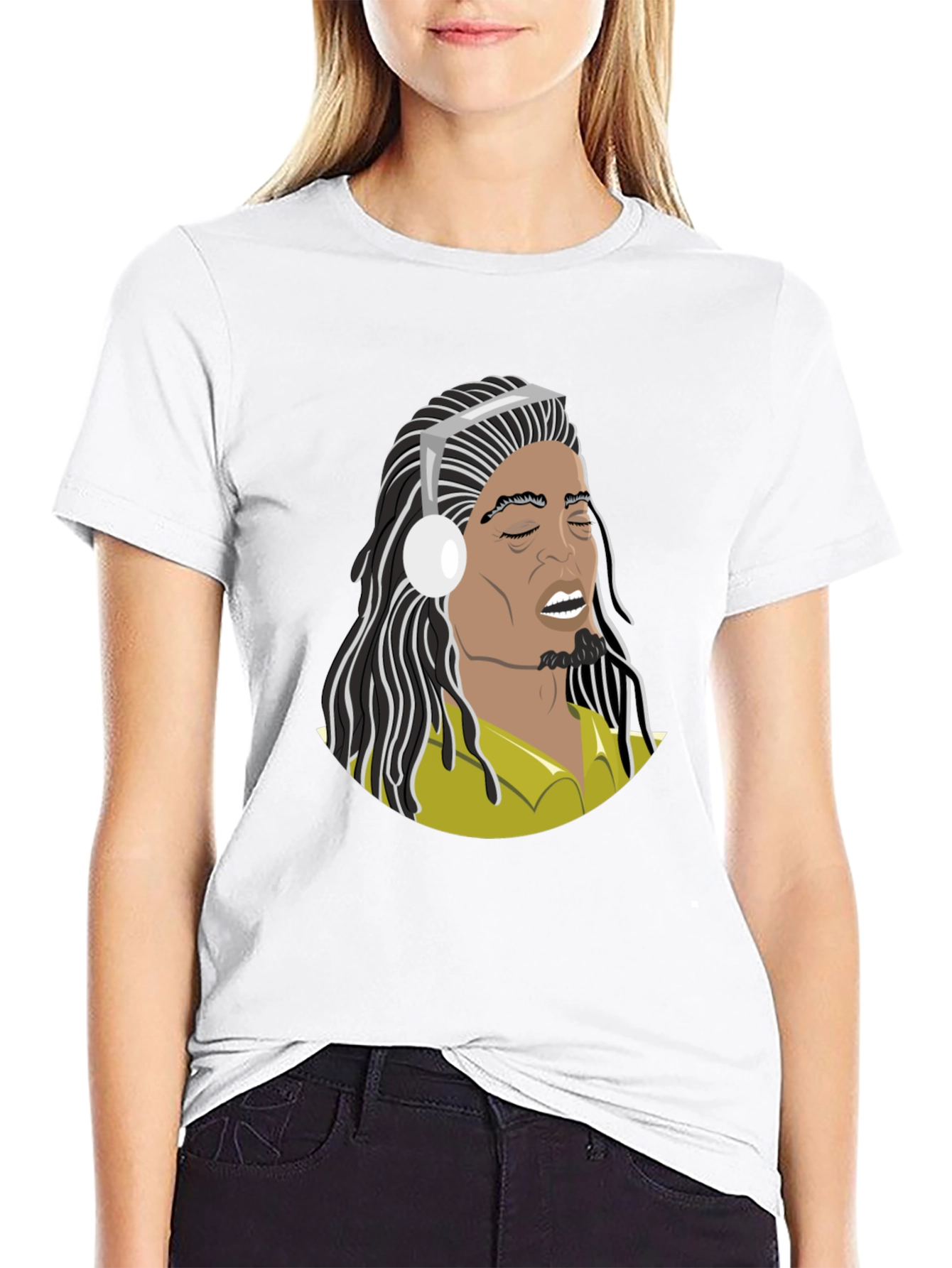 Music Lover T-Shirt: Cartoon Bob Marley Style Graphic Tee