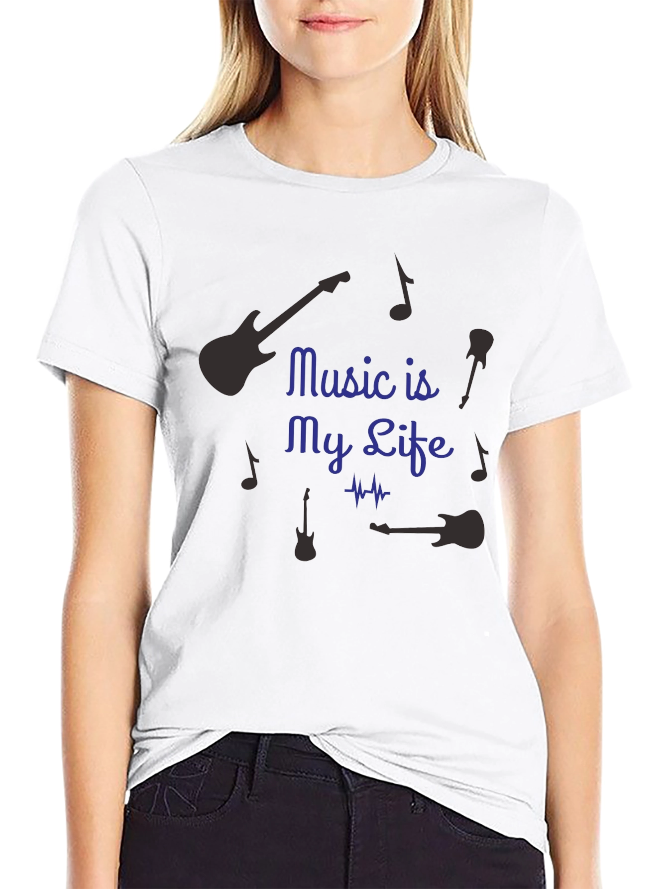 Music is My Life Graphic T-Shirt - Black