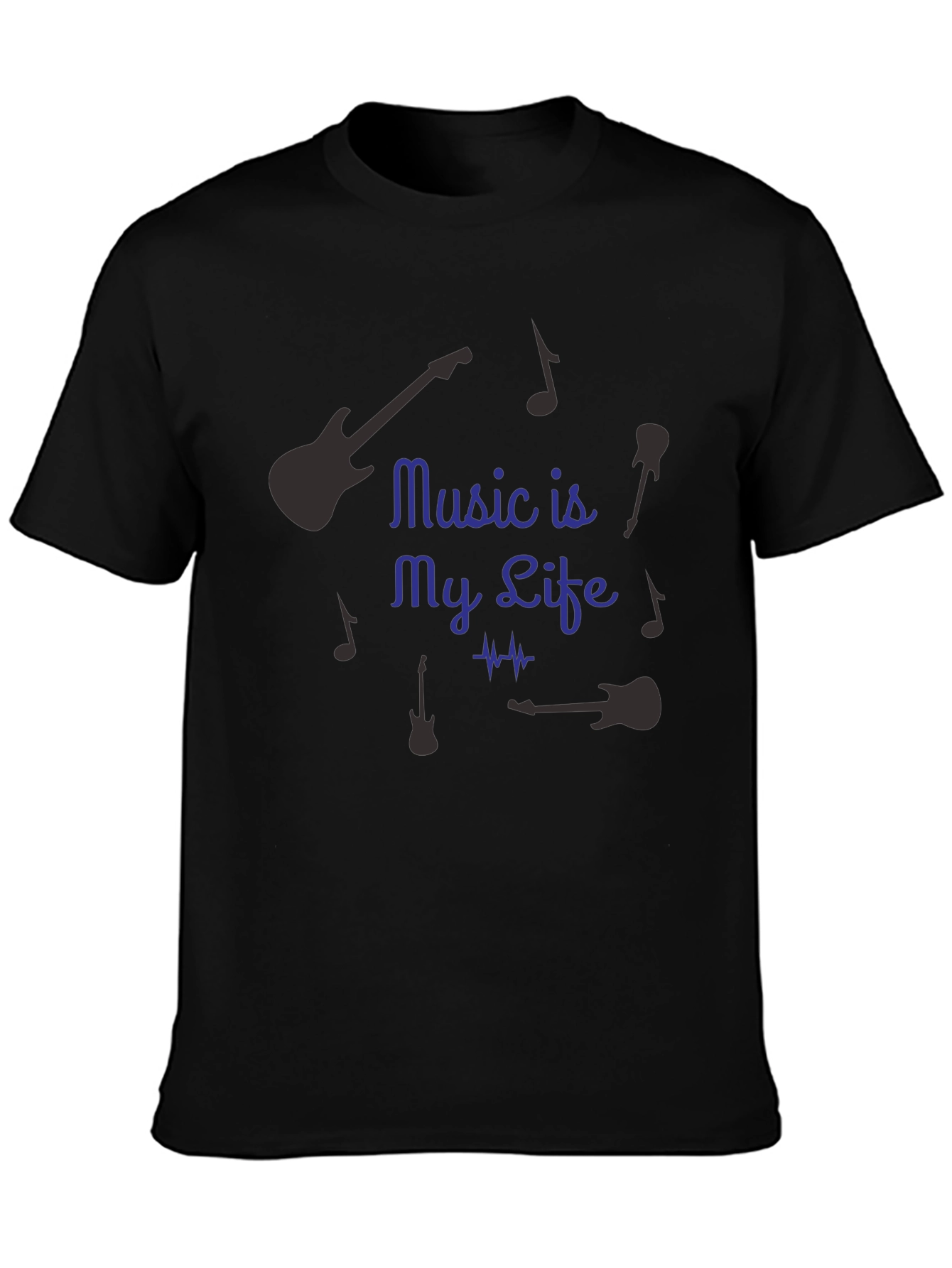 Music is My Life Graphic T-Shirt - Black