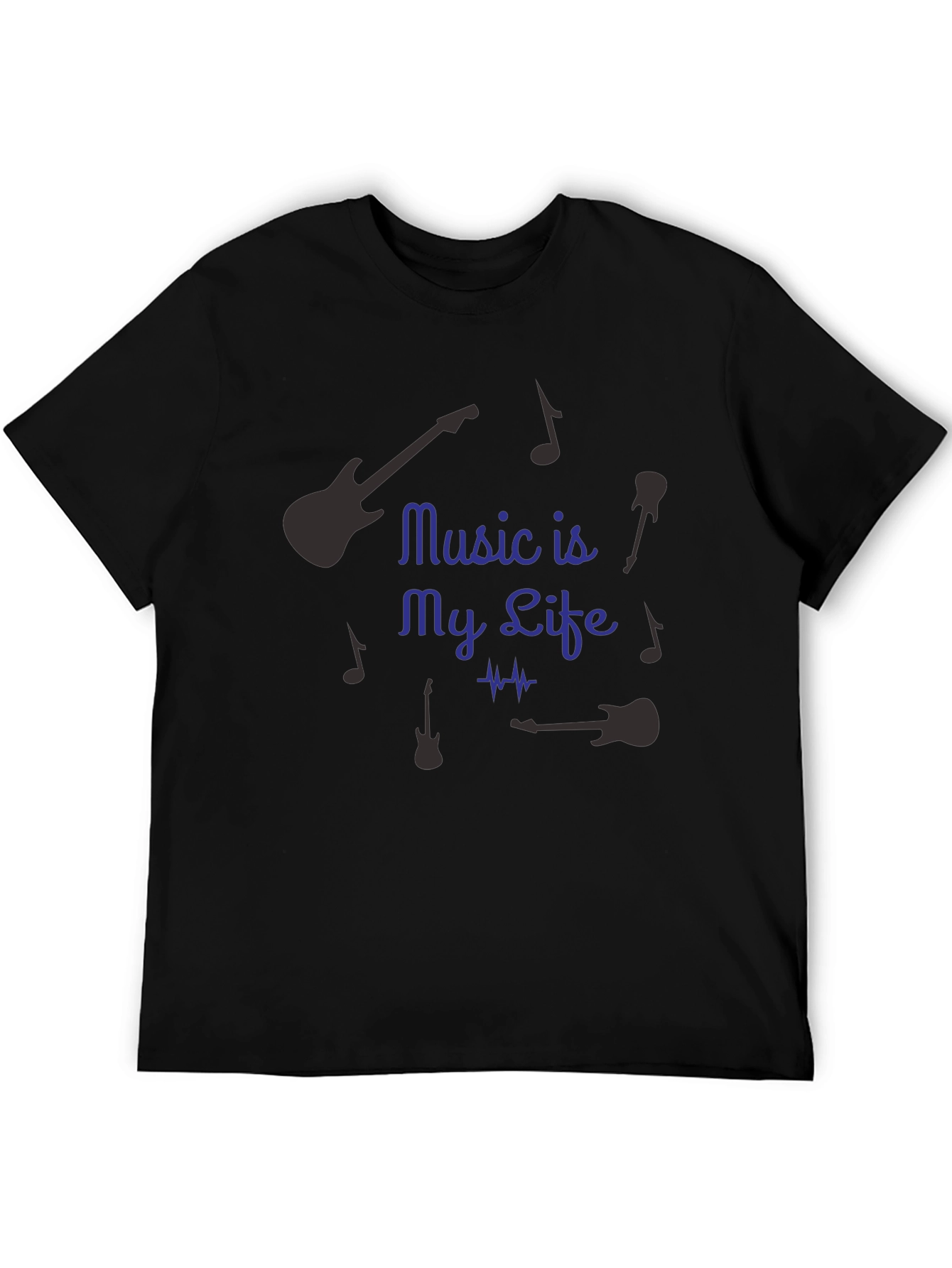 Music is My Life Graphic T-Shirt - Black