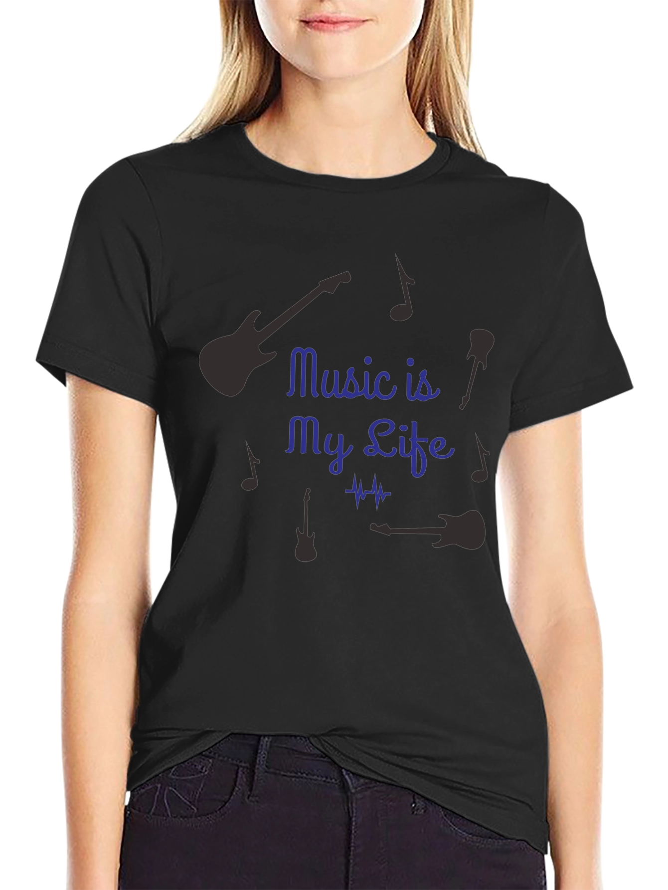 Music is My Life Graphic T-Shirt - Black