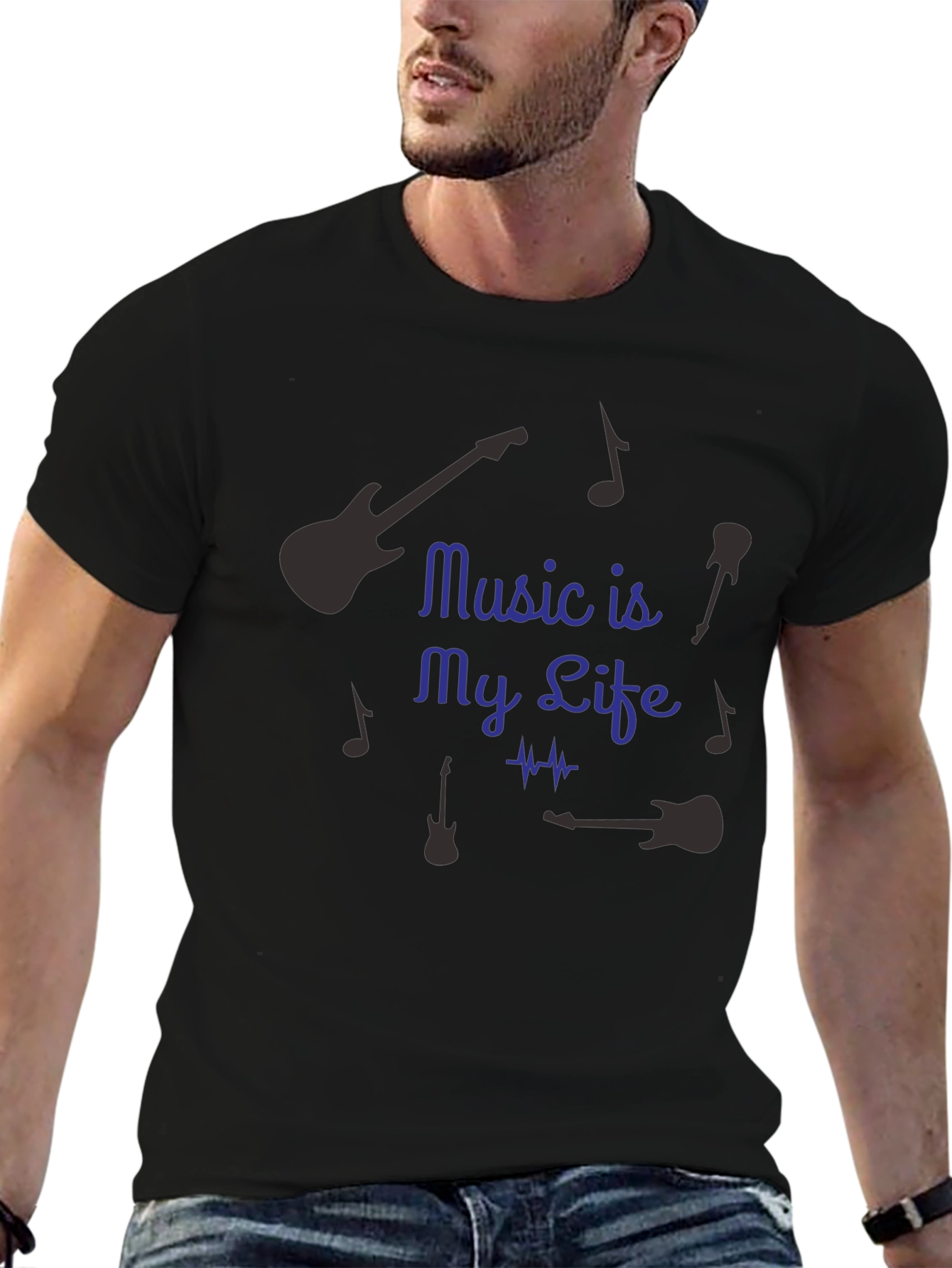 Music is My Life Graphic T-Shirt - Black