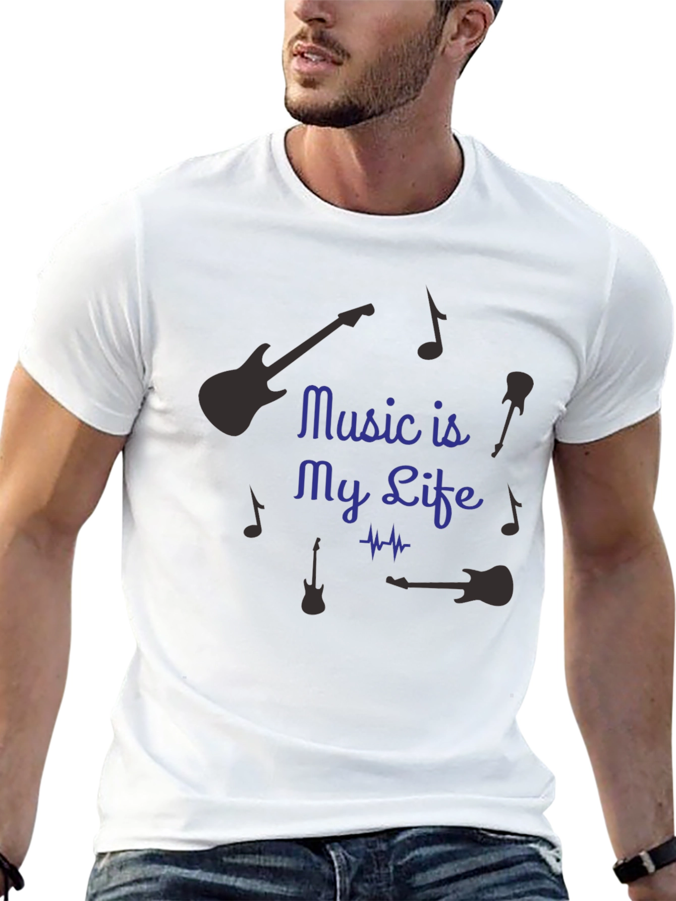 Music is My Life Graphic T-Shirt - Black