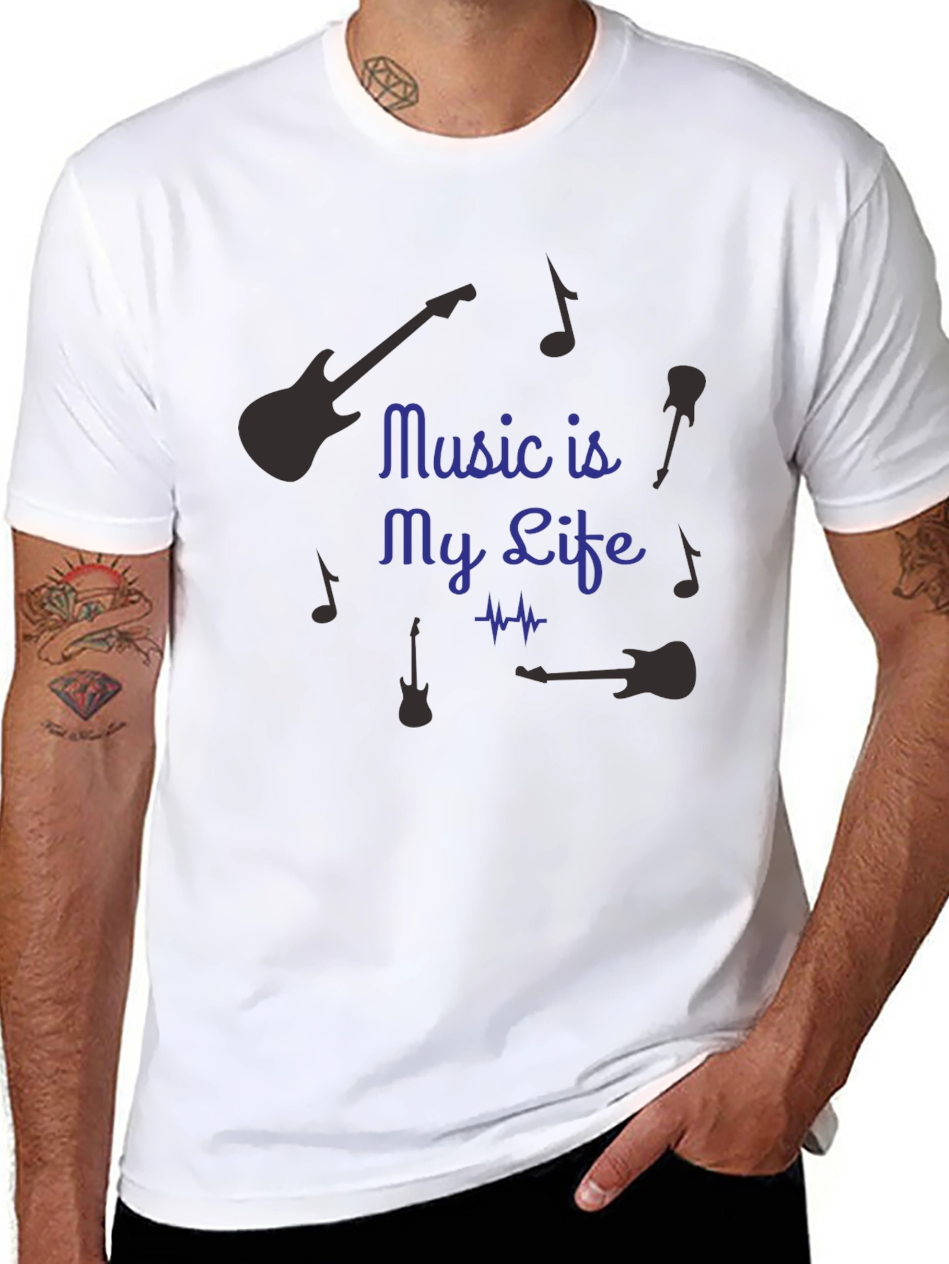 Music is My Life Graphic T-Shirt - Black