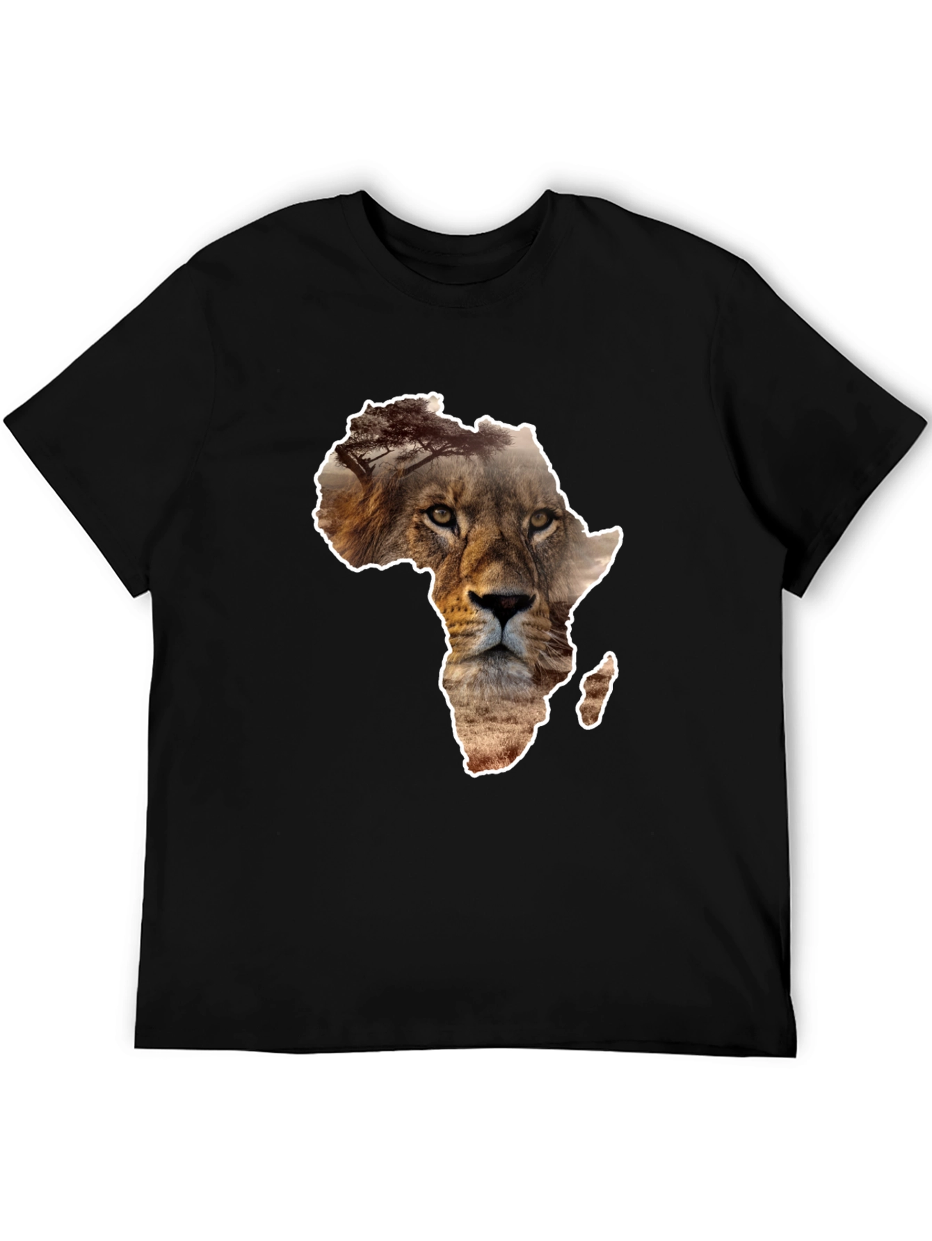 Lion Africa Map Graphic T-Shirt