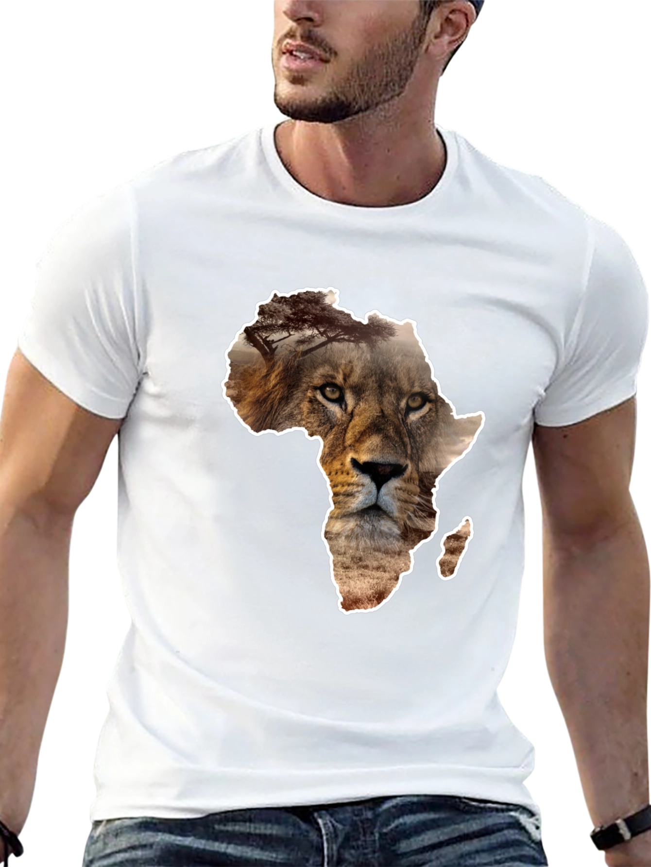 Lion Africa Map Graphic T-Shirt