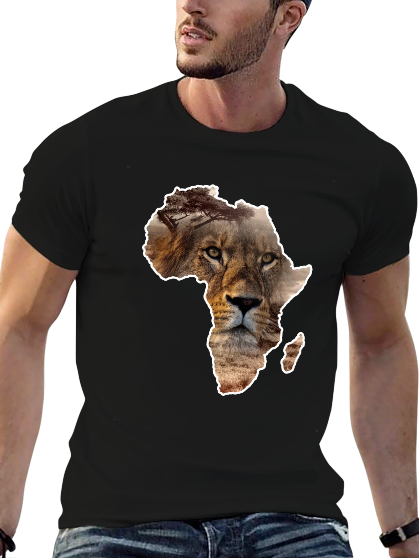 Lion Africa Map Graphic T-Shirt
