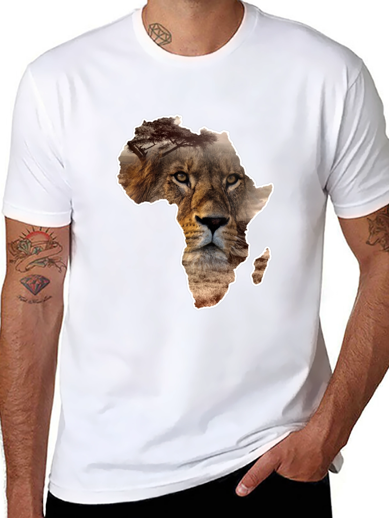 Lion Africa Map Graphic T-Shirt