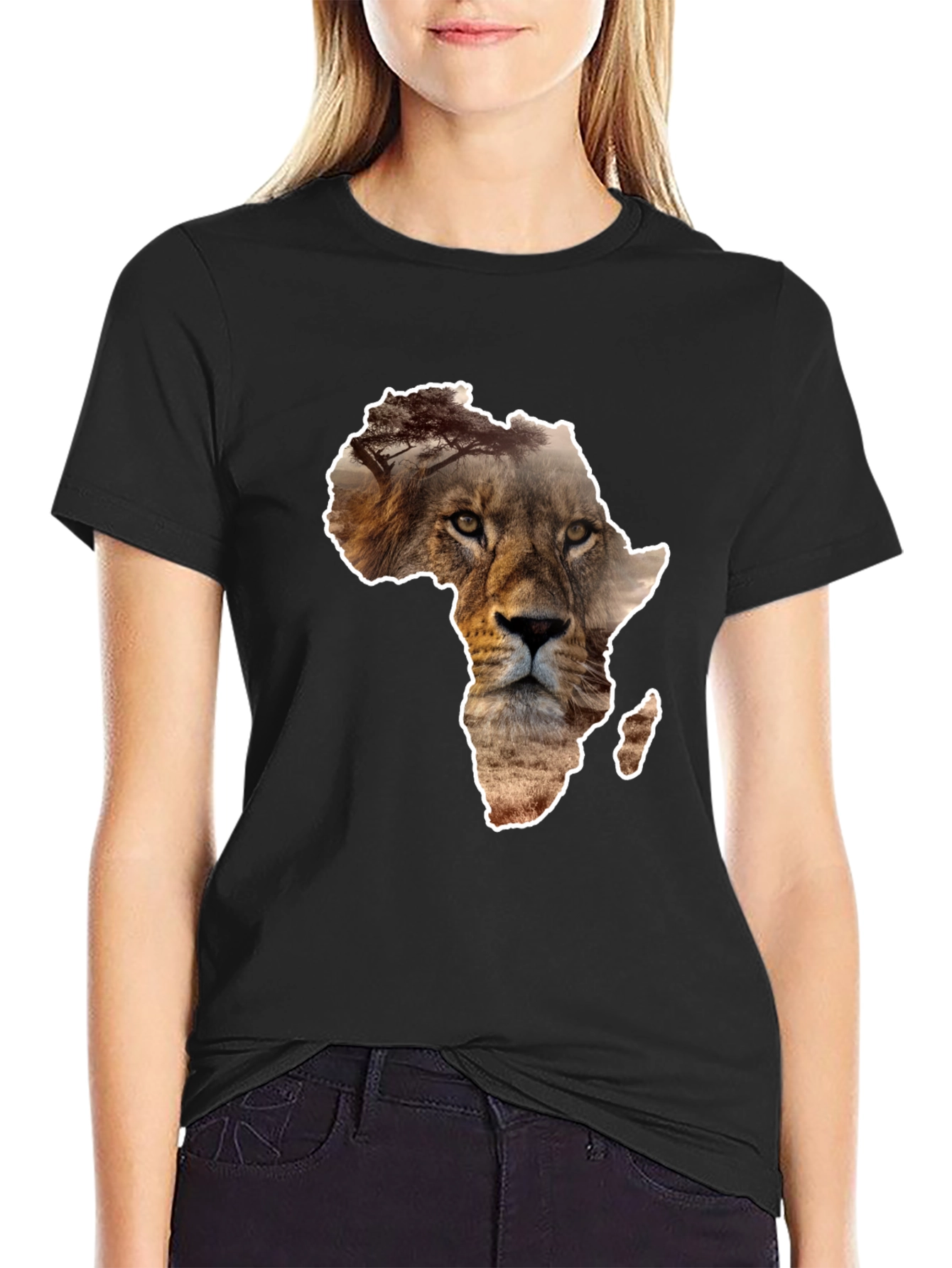Lion Africa Map Graphic T-Shirt