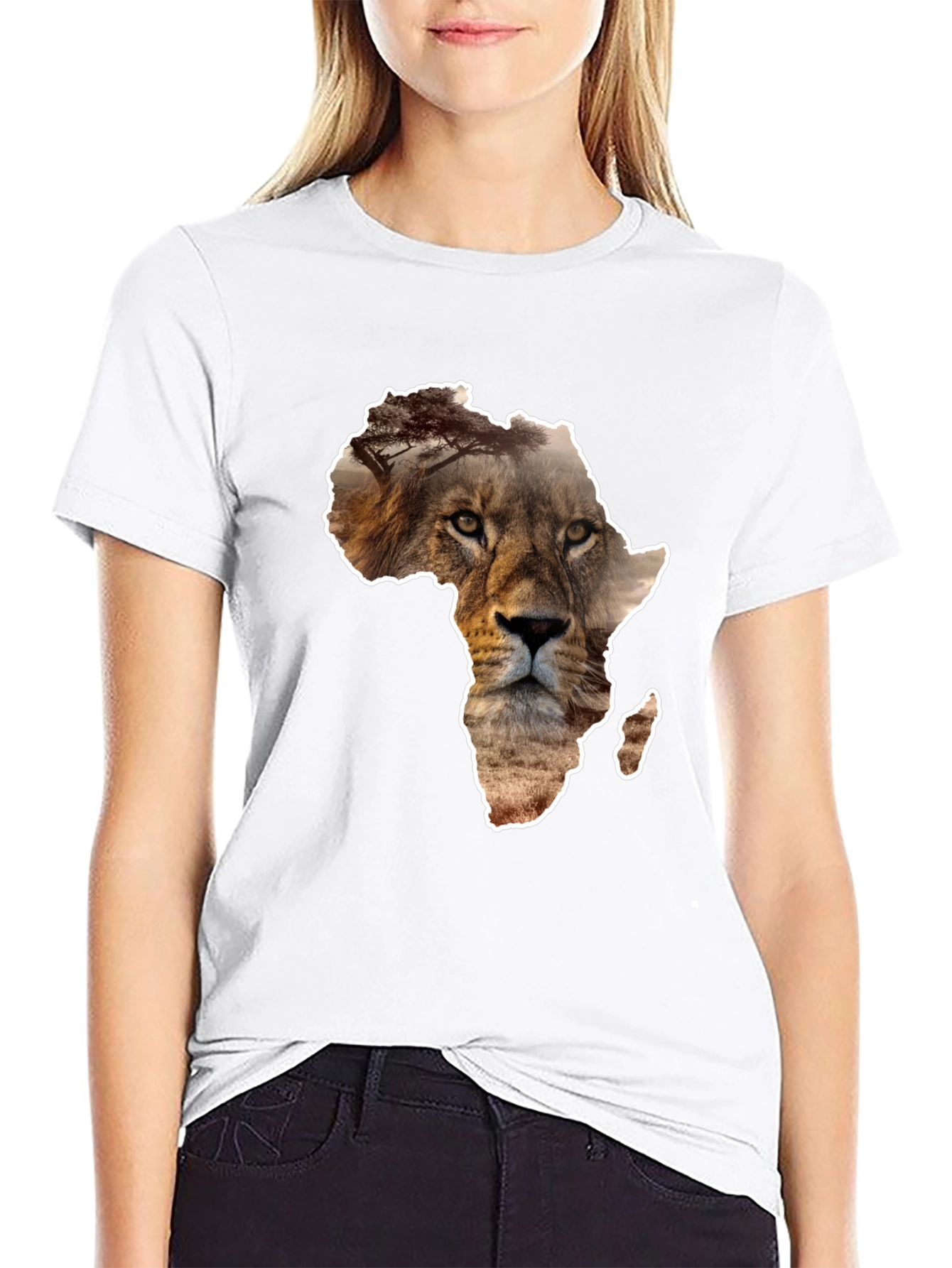 Lion Africa Map Graphic T-Shirt
