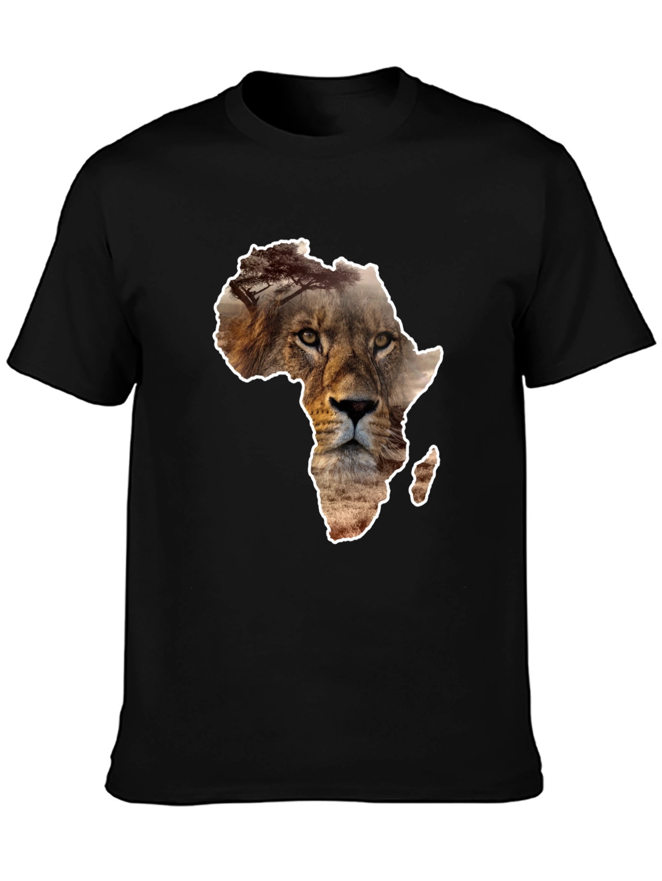 Lion Africa Map Graphic T-Shirt