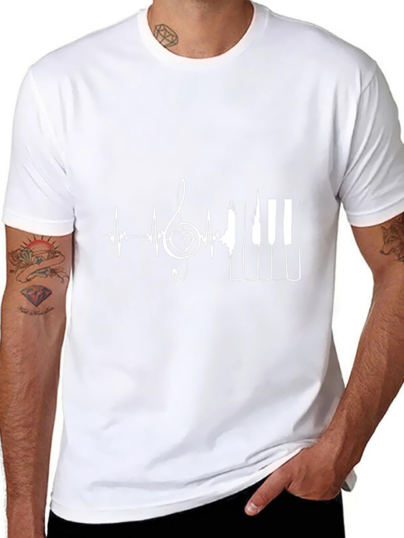 Music Heartbeat Piano Key T-Shirt - Stylish Graphic Tee