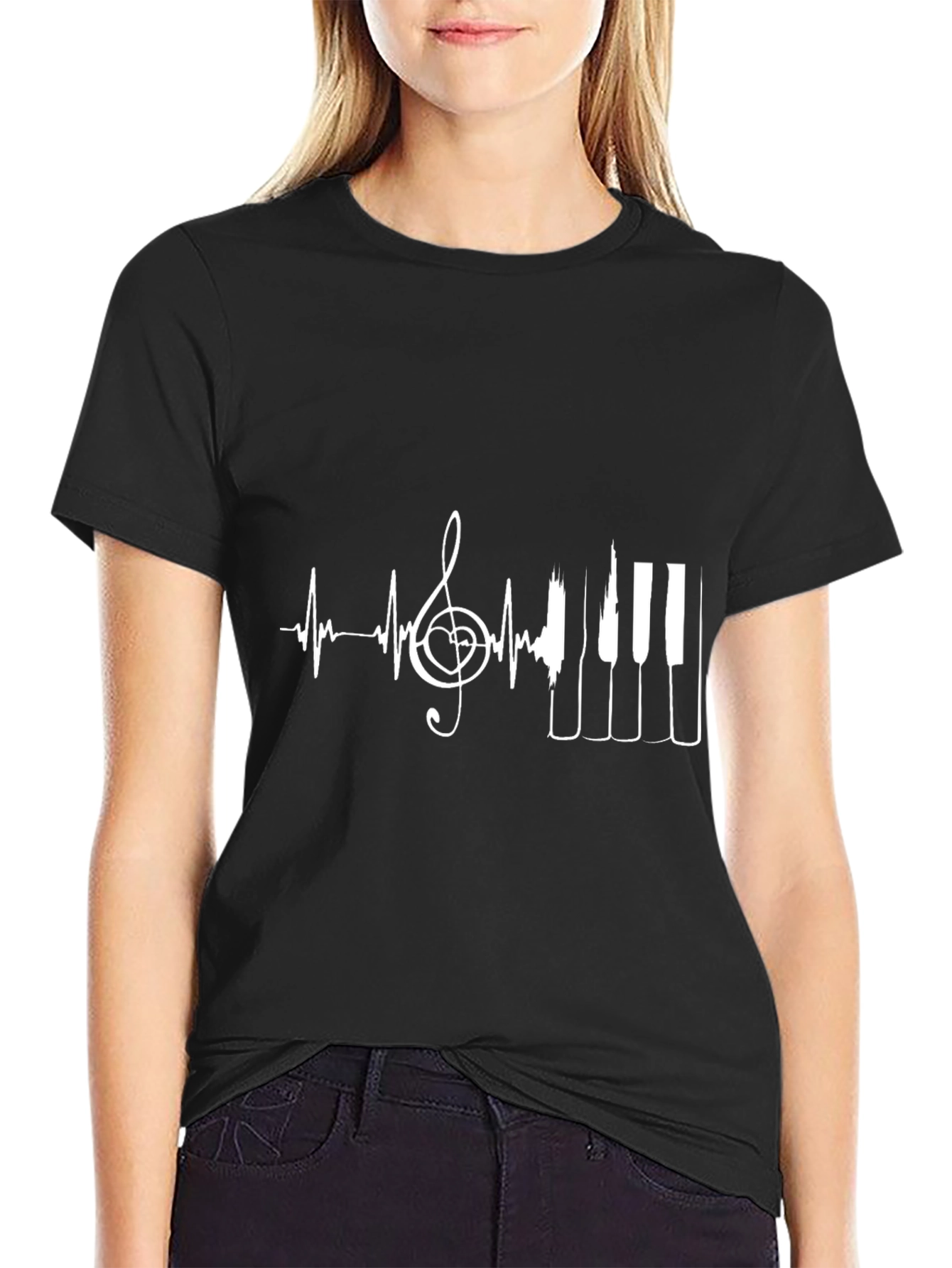 Music Heartbeat Piano Key T-Shirt - Stylish Graphic Tee