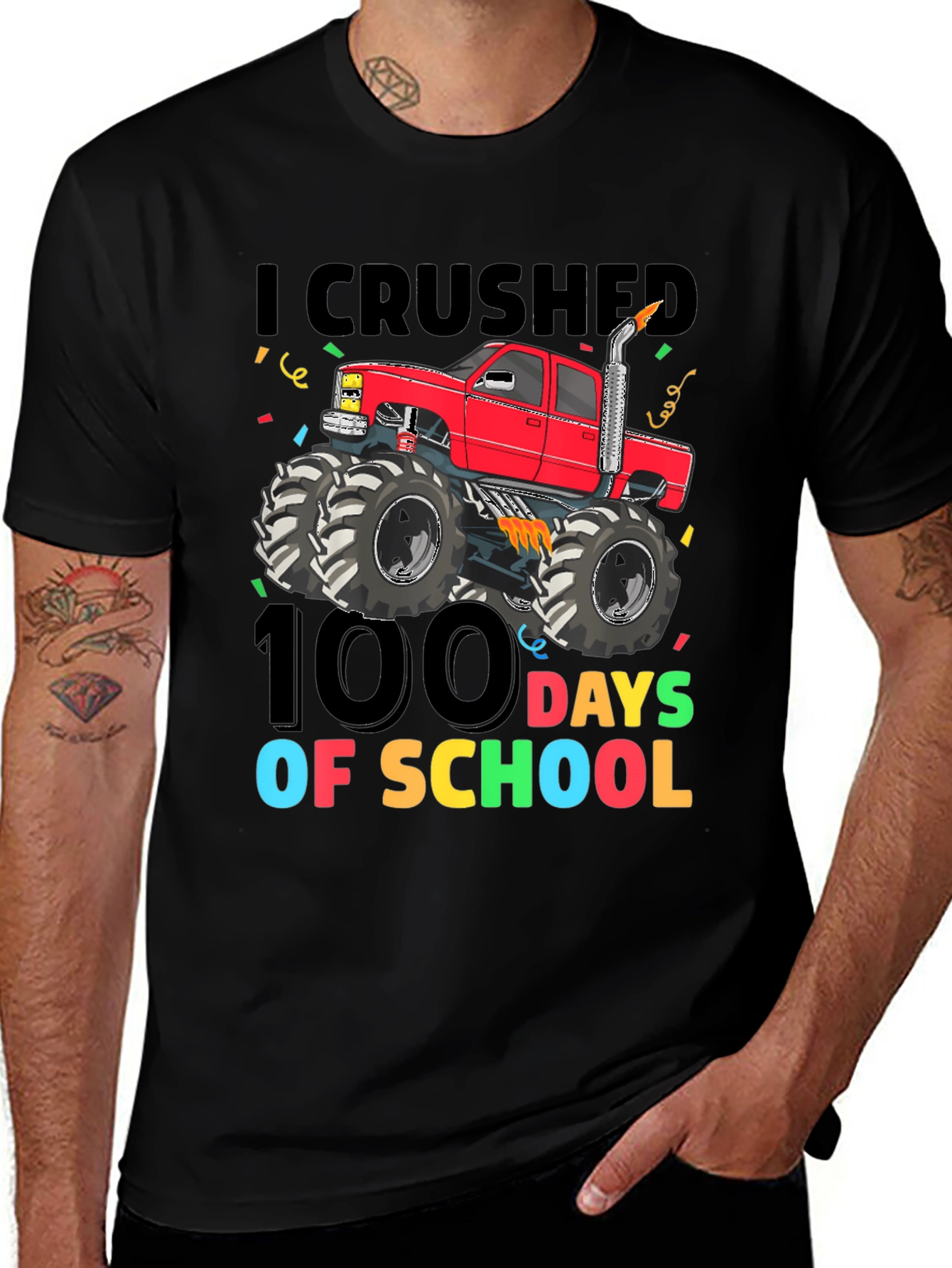 100 Days of School Monster Truck T-Shirt