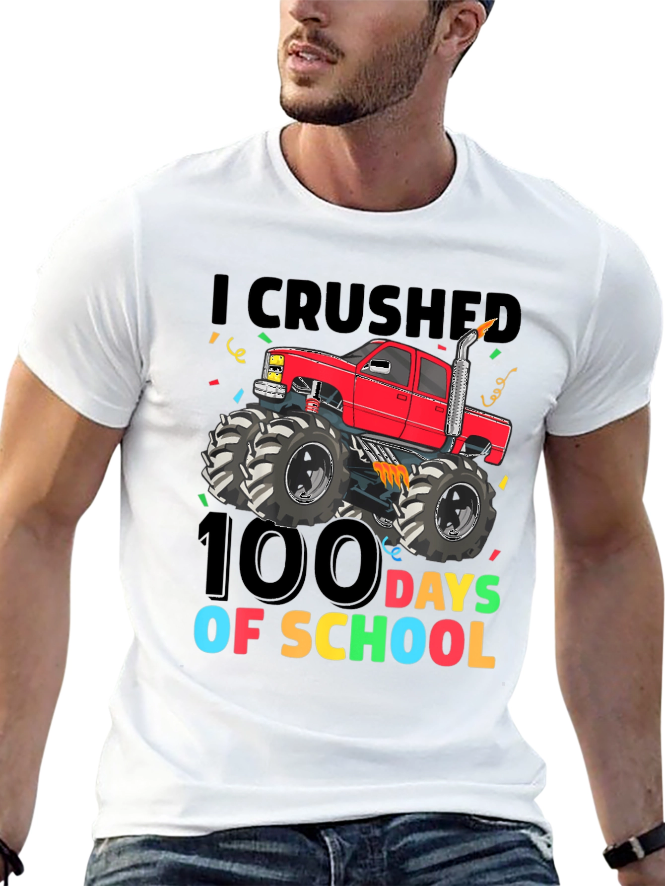 100 Days of School Monster Truck T-Shirt