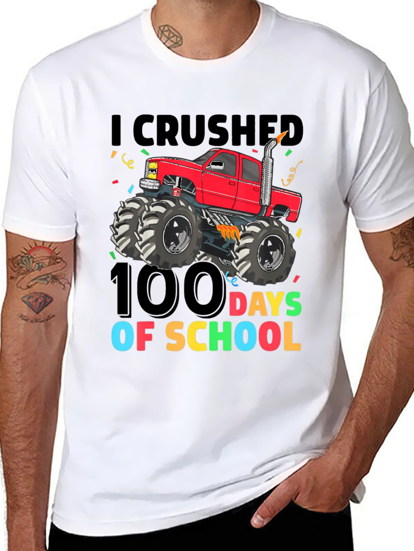 100 Days of School Monster Truck T-Shirt