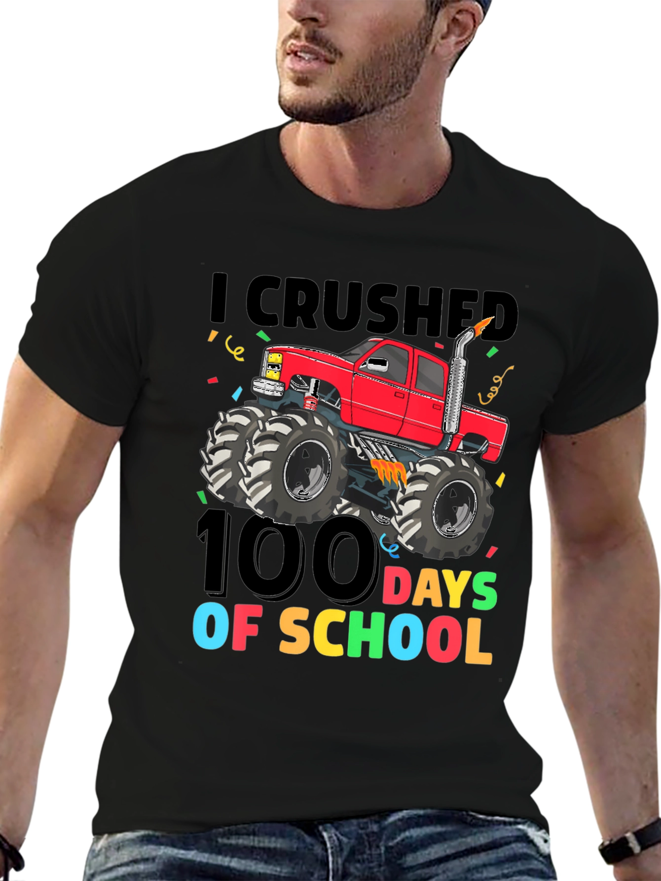100 Days of School Monster Truck T-Shirt