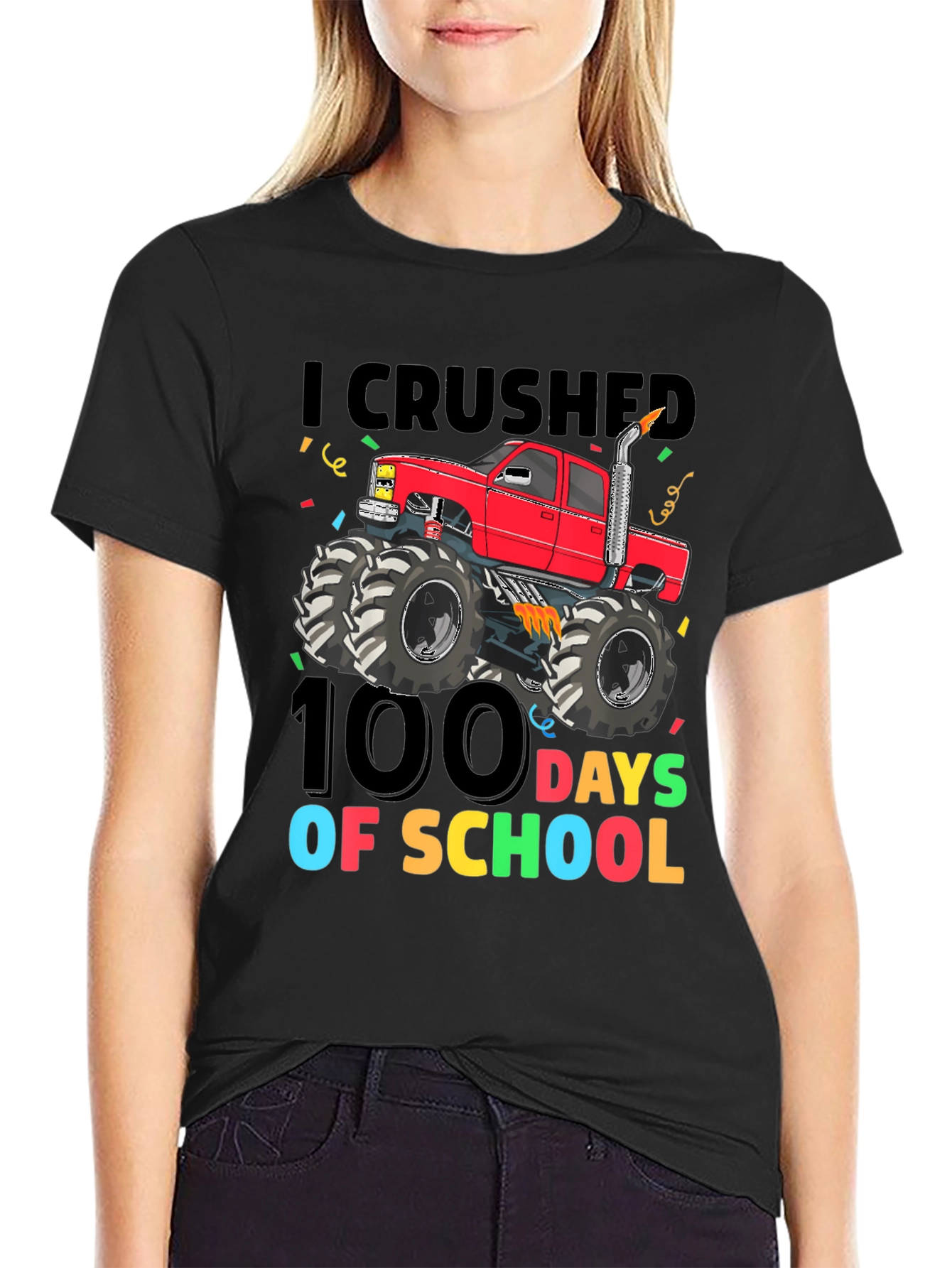 100 Days of School Monster Truck T-Shirt