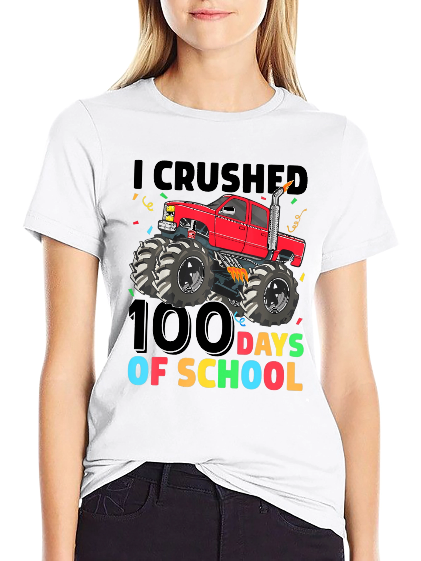 100 Days of School Monster Truck T-Shirt