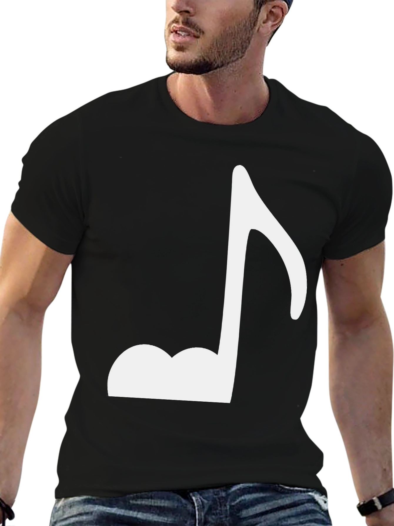 Music Note Graphic Black T-Shirt