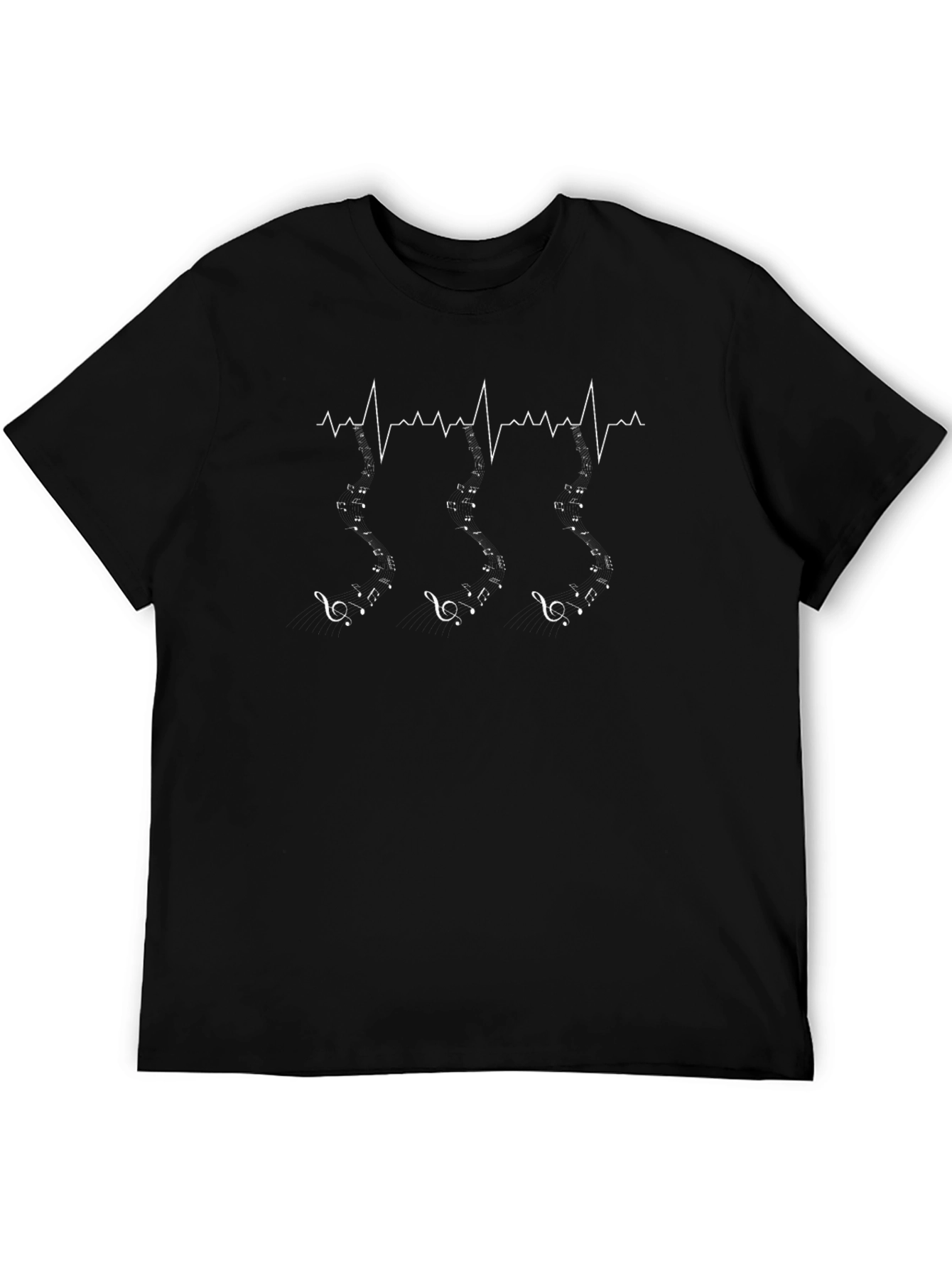 Music Heartbeat T-Shirt - Black Cotton Tee