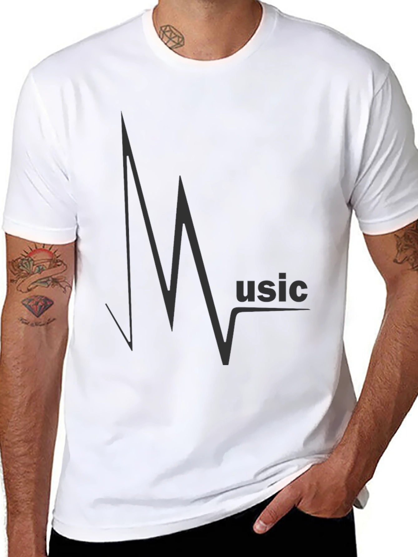 Music Heartbeat Graphic Black T-Shirt