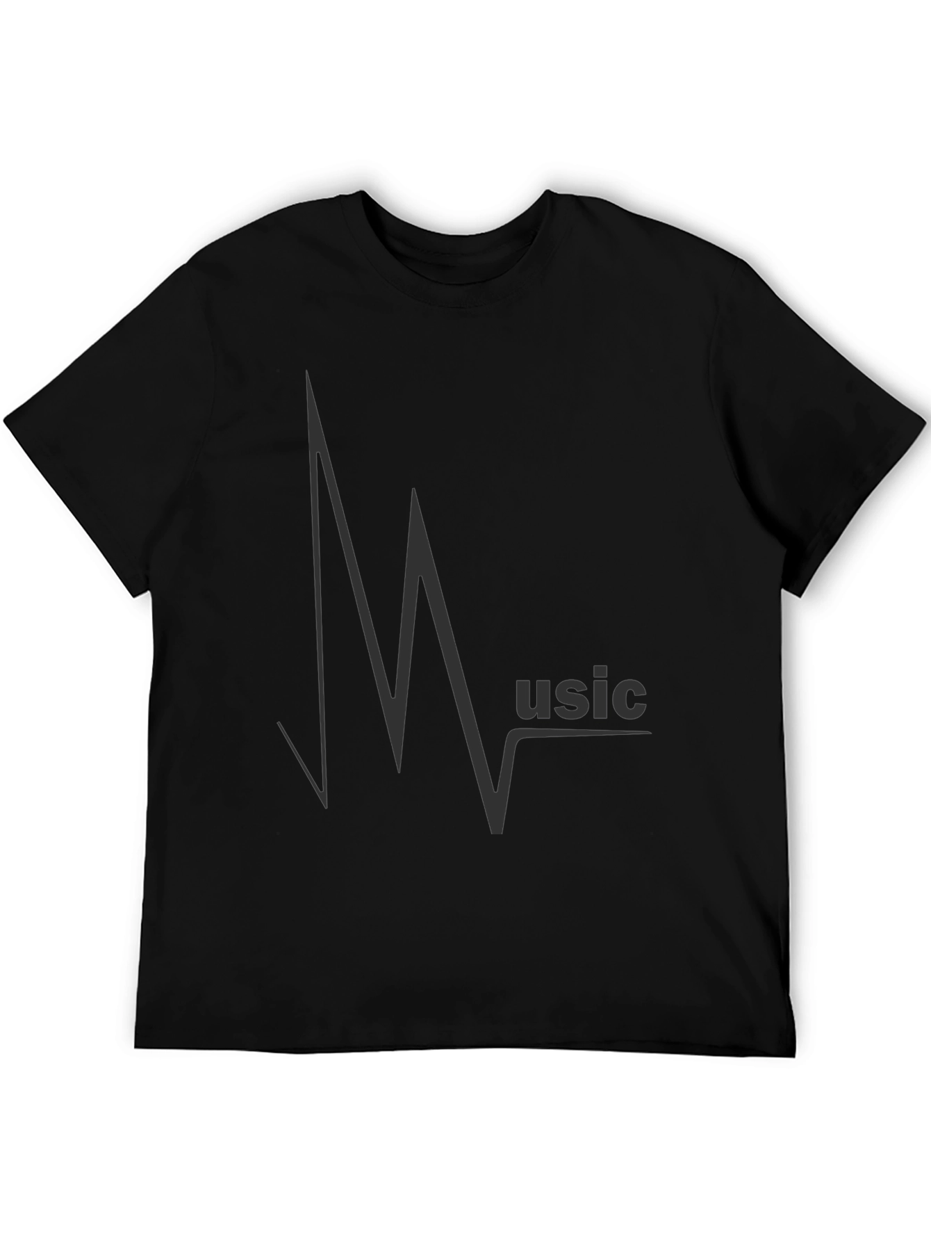 Music Heartbeat Graphic Black T-Shirt