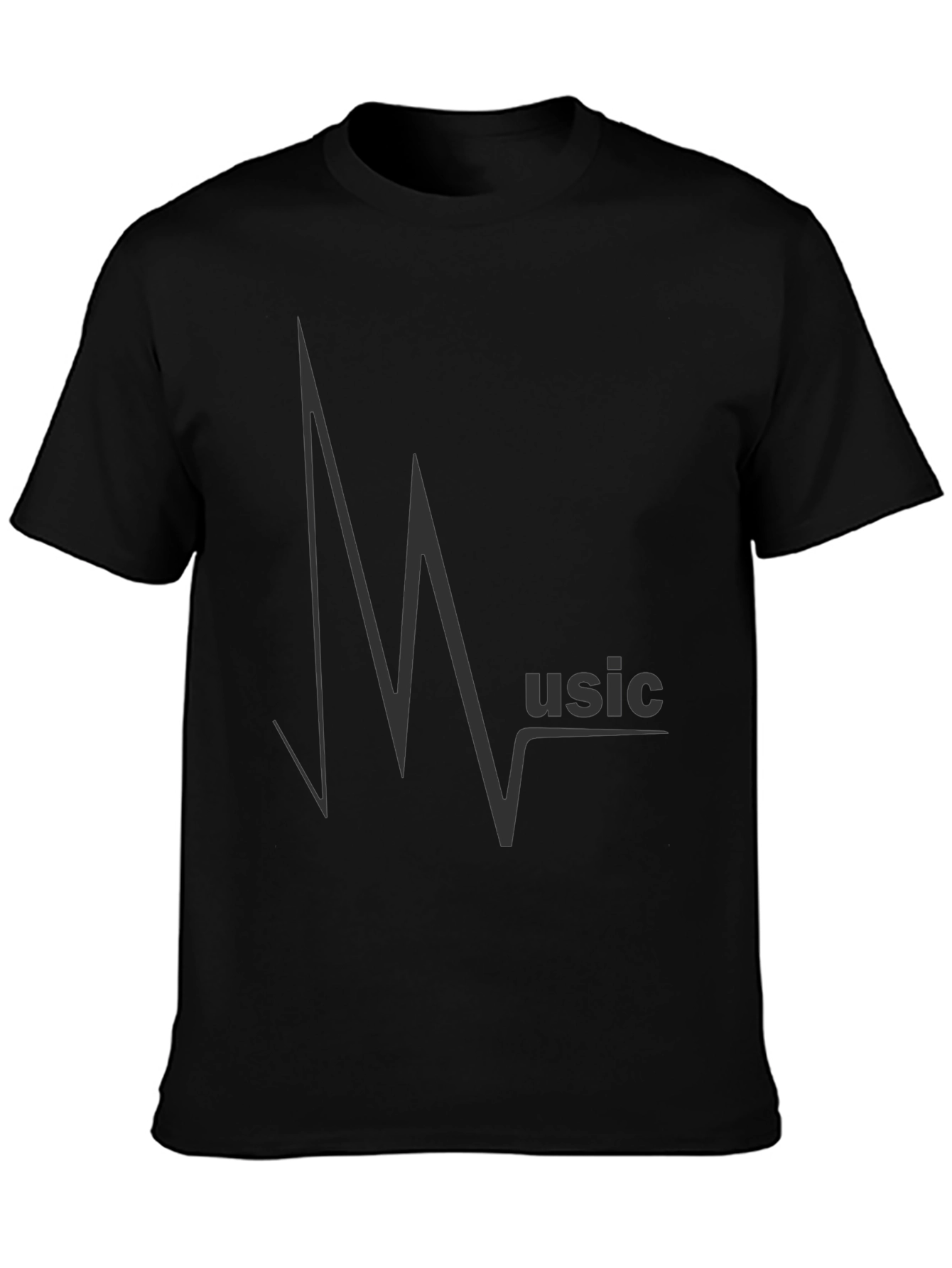 Music Heartbeat Graphic Black T-Shirt